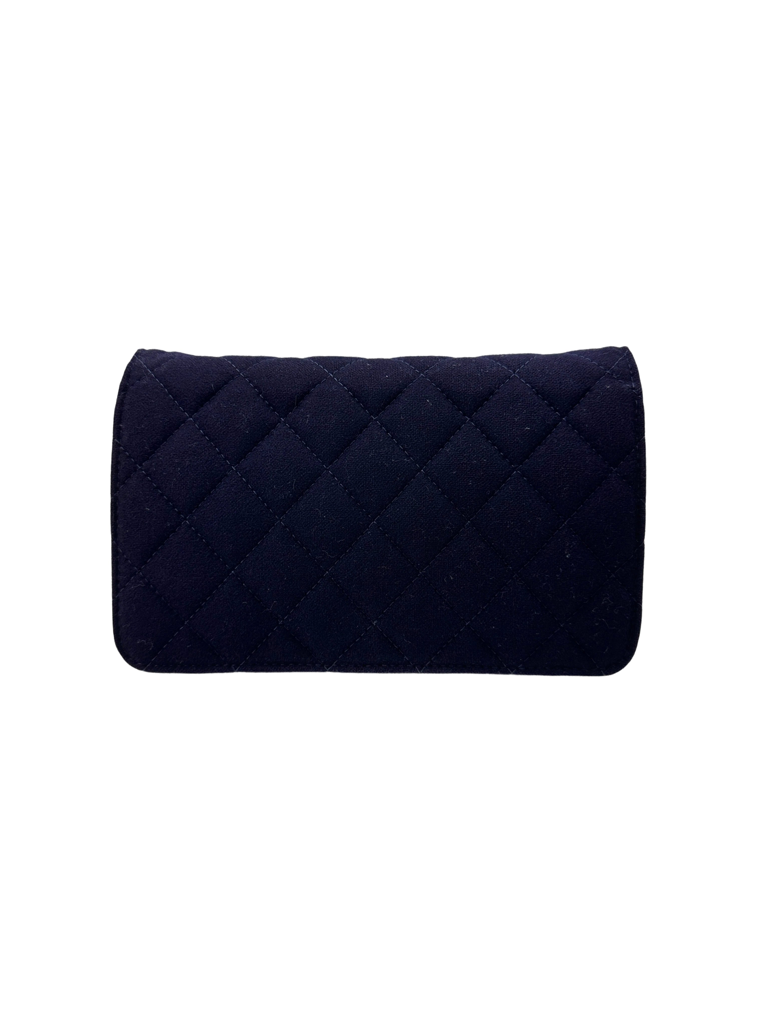 Chanel Paris-Hamburg Navy Quilted Felt Wallet On Chain With Nautical Charms(26***31) CC1917