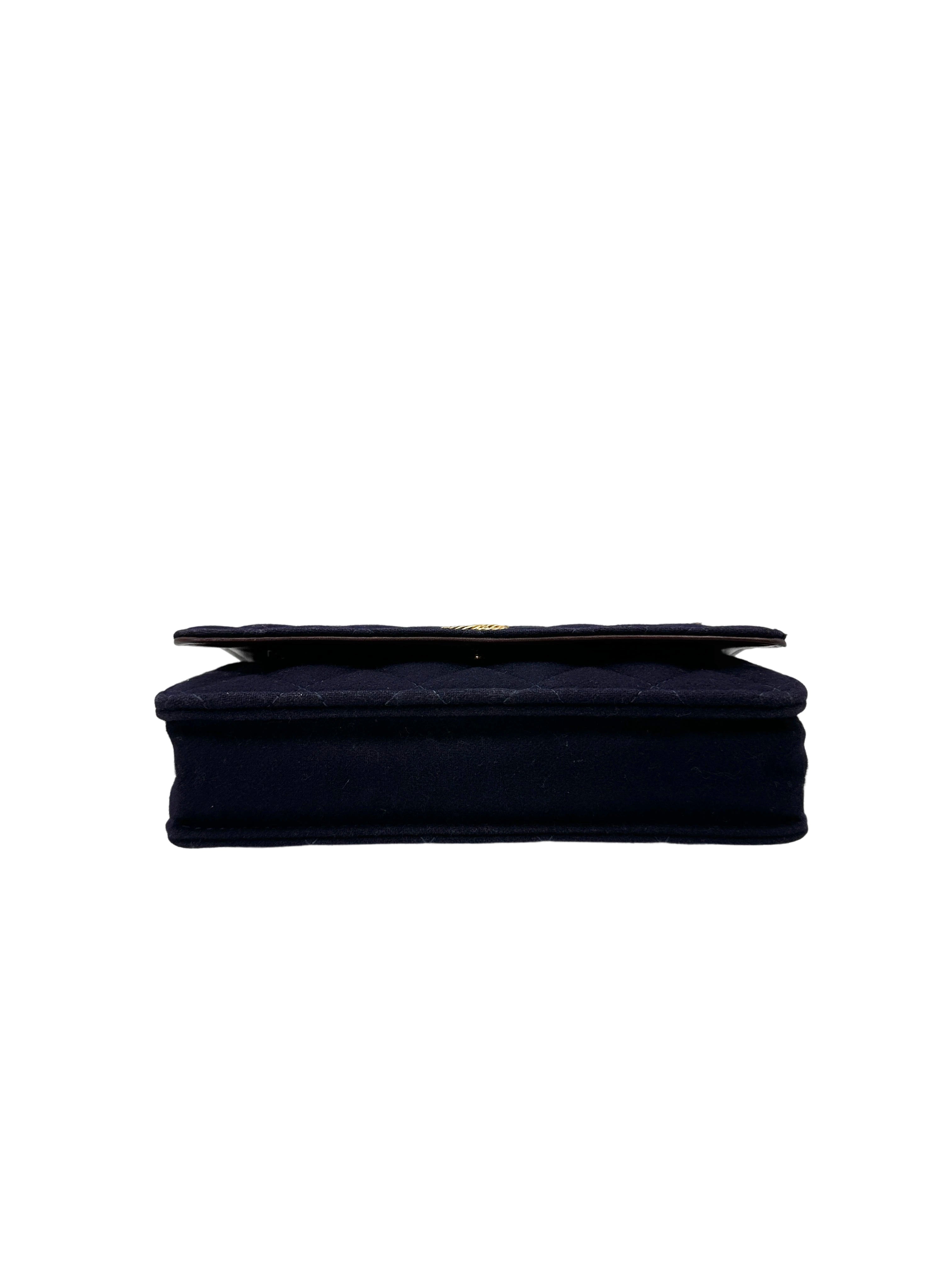 Chanel Paris-Hamburg Navy Quilted Felt Wallet On Chain With Nautical Charms(26***31) CC1917