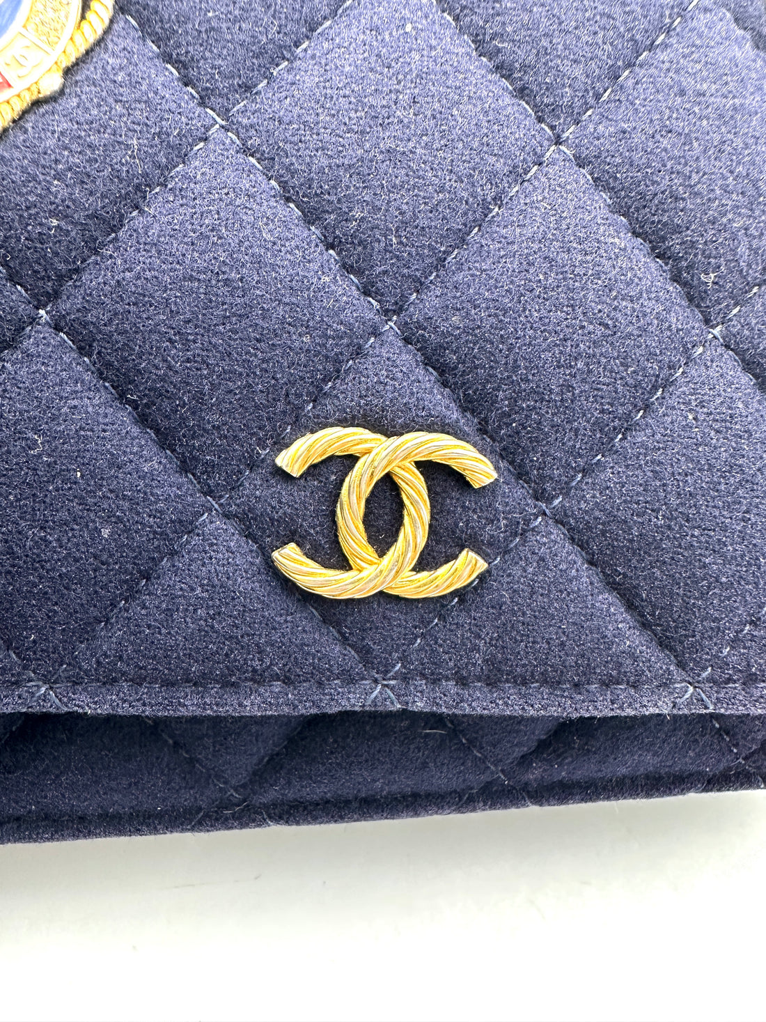 Chanel Paris-Hamburg Navy Quilted Felt Wallet On Chain With Nautical Charms(26***31) CC1917