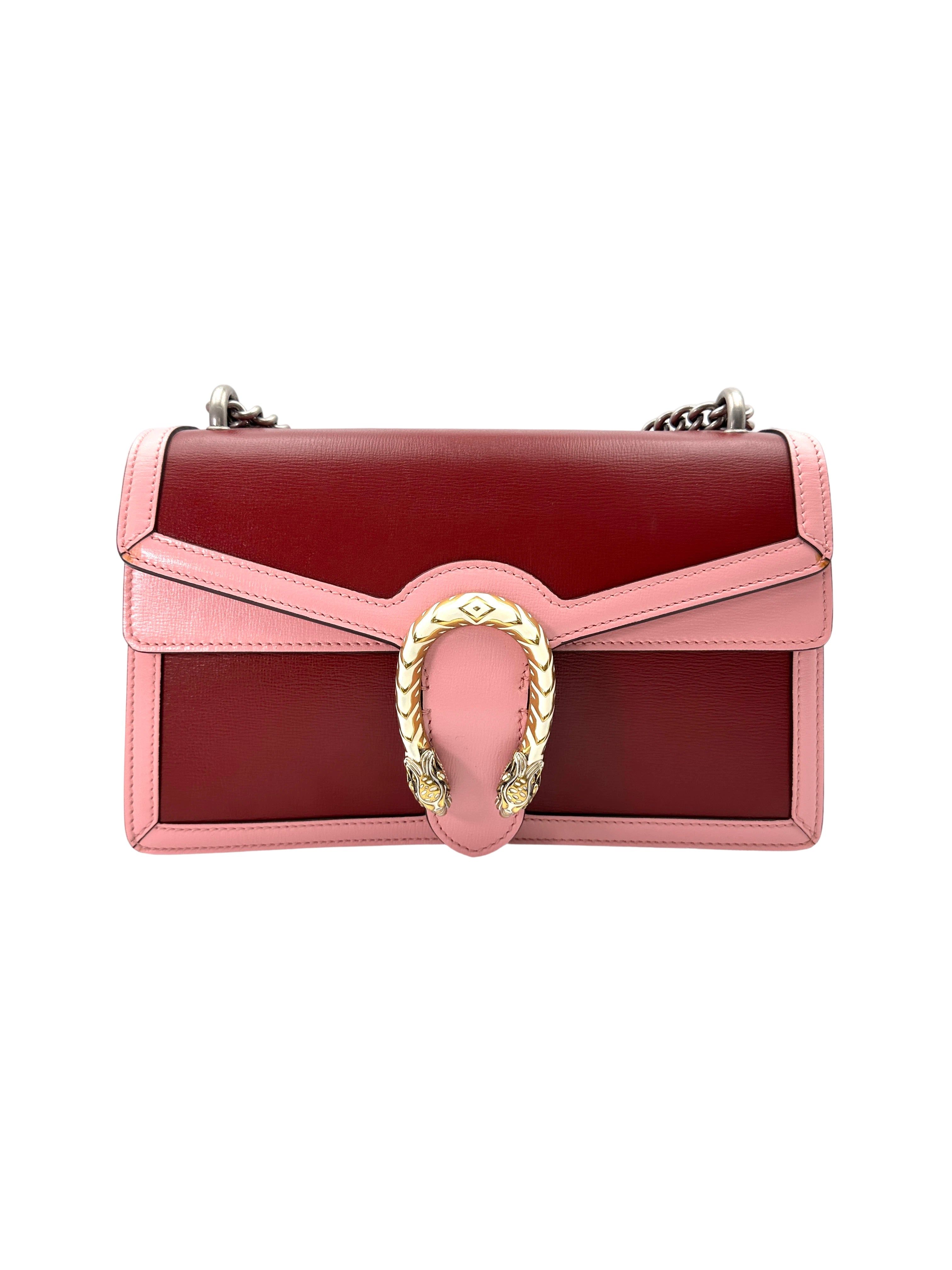 Gucci Dionysus Red/Pink Leather Medium Size Shoulder Bag GG944