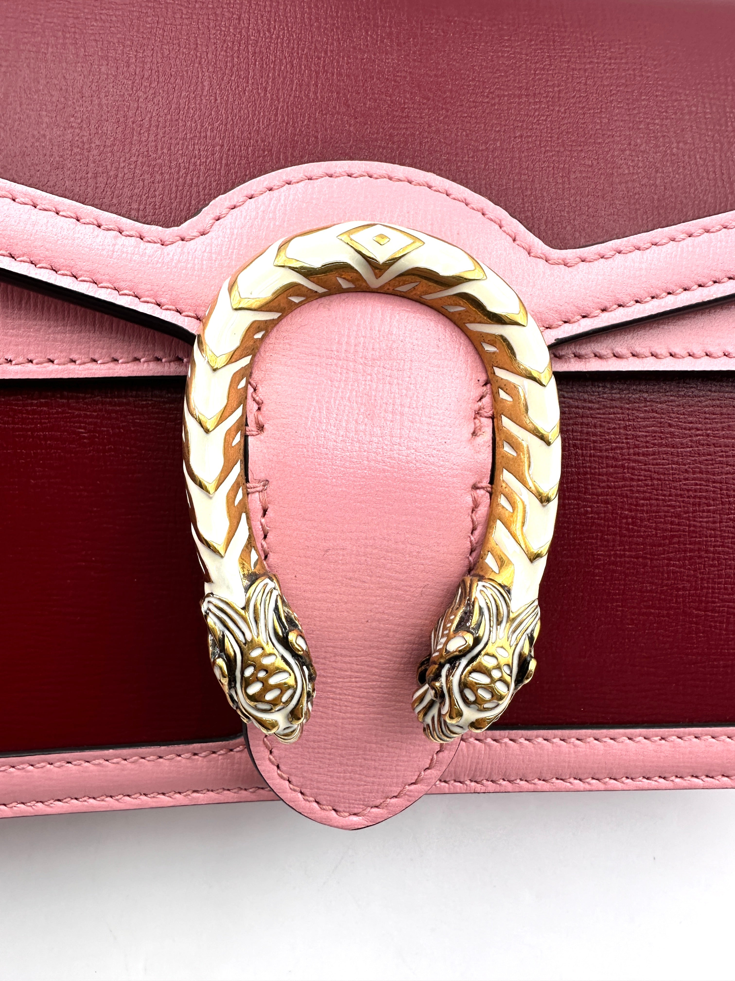 Gucci Dionysus Red/Pink Leather Medium Size Shoulder Bag GG944