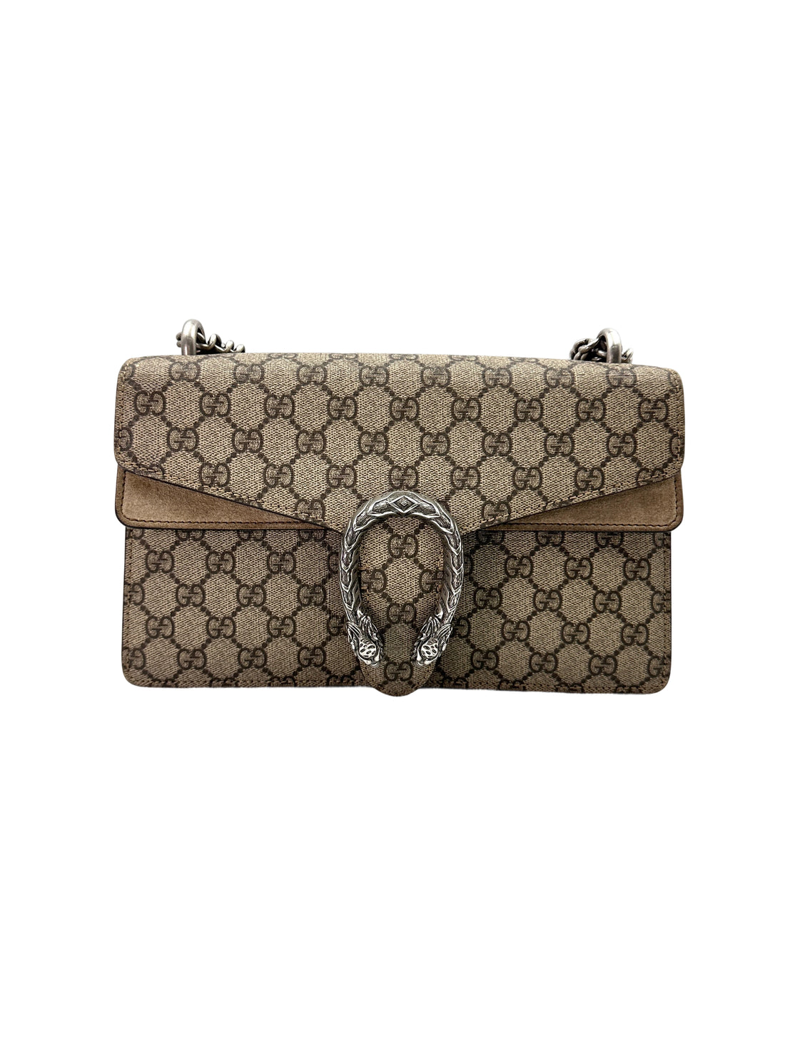 Gucci Dionysus GG Supreme Canvas Medium Size Shoulder Bag With Brown Trim GG943