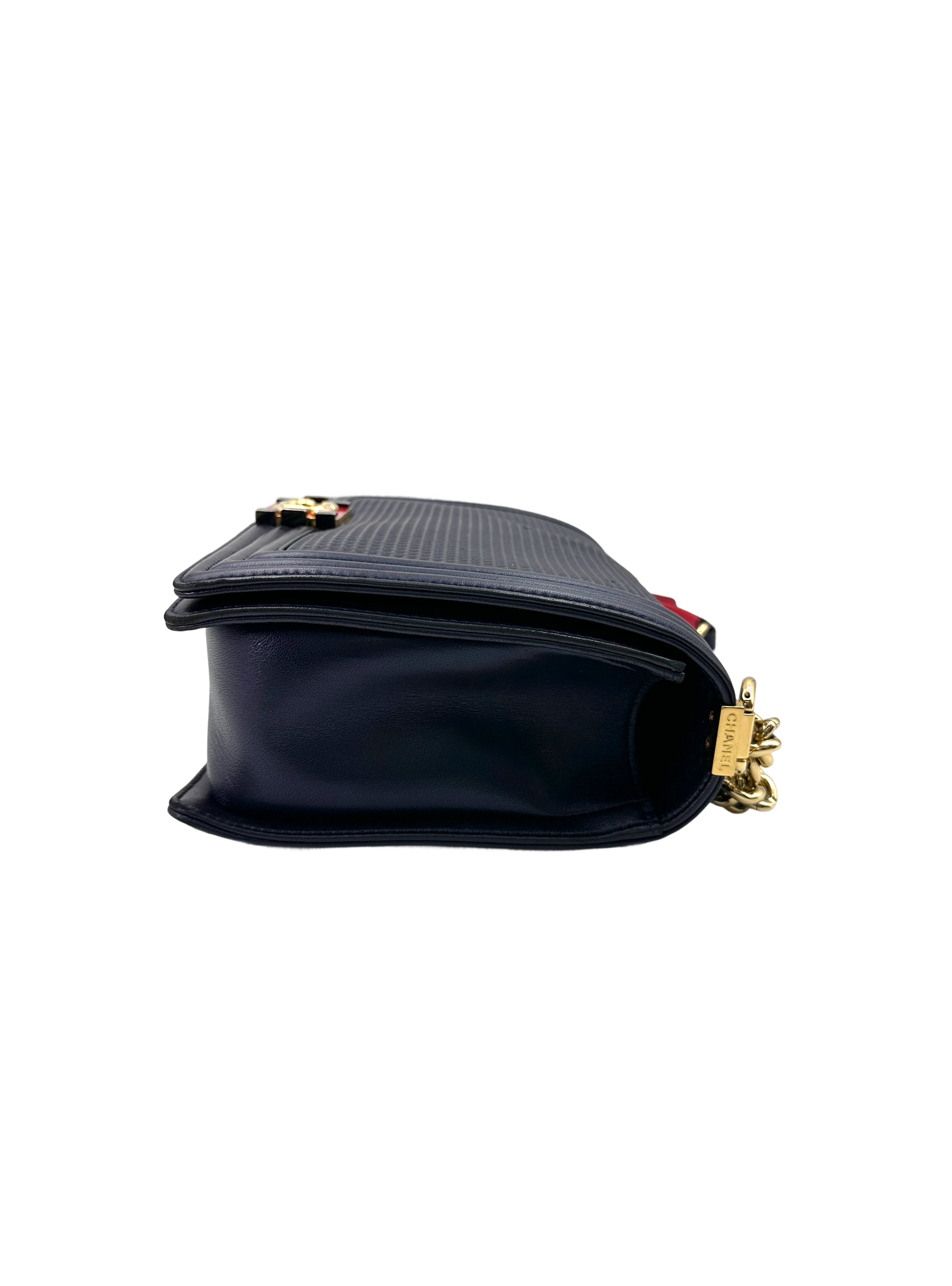 Chanel LeBoy Cube Navy Quilted Calfskin Large Size Flap Bag(18***32) CC1914