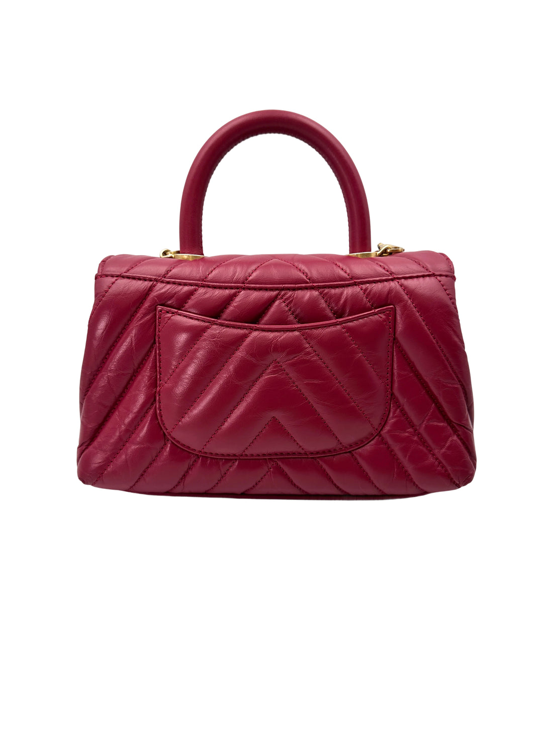 Chanel CoCo Handle Red Chevron Quilted Leather Small Size Shoulder Bag(26***49) CC1915