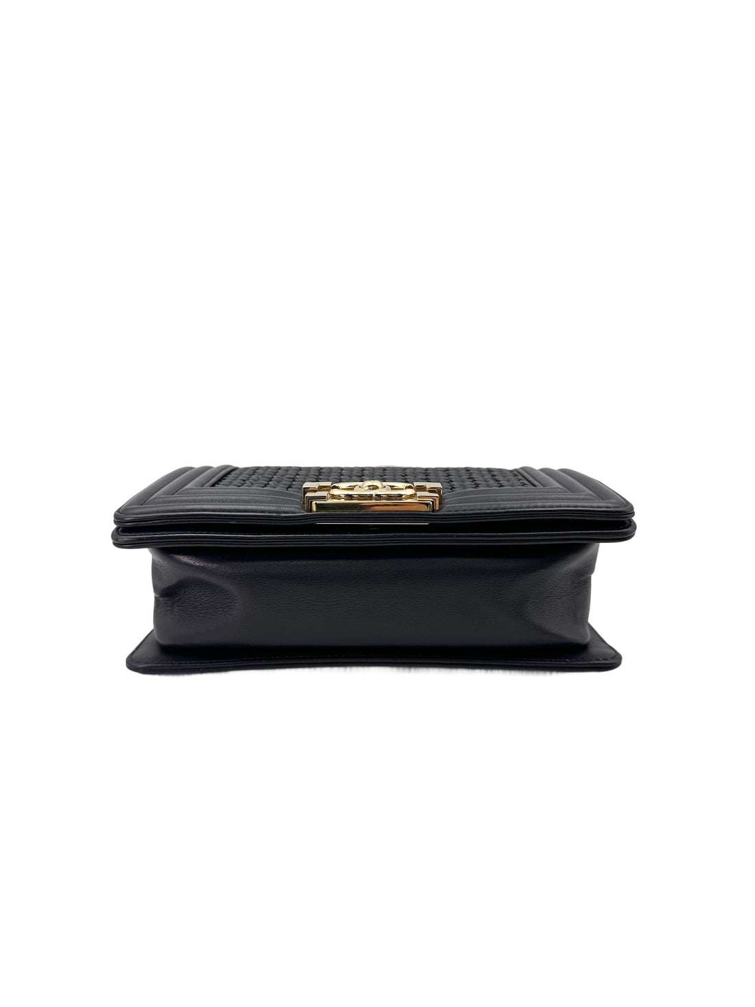 Chanel LeBoy Navy Braided Woven Leather Small Size Flap Bag With Gold Buckle(26***04) CC1919