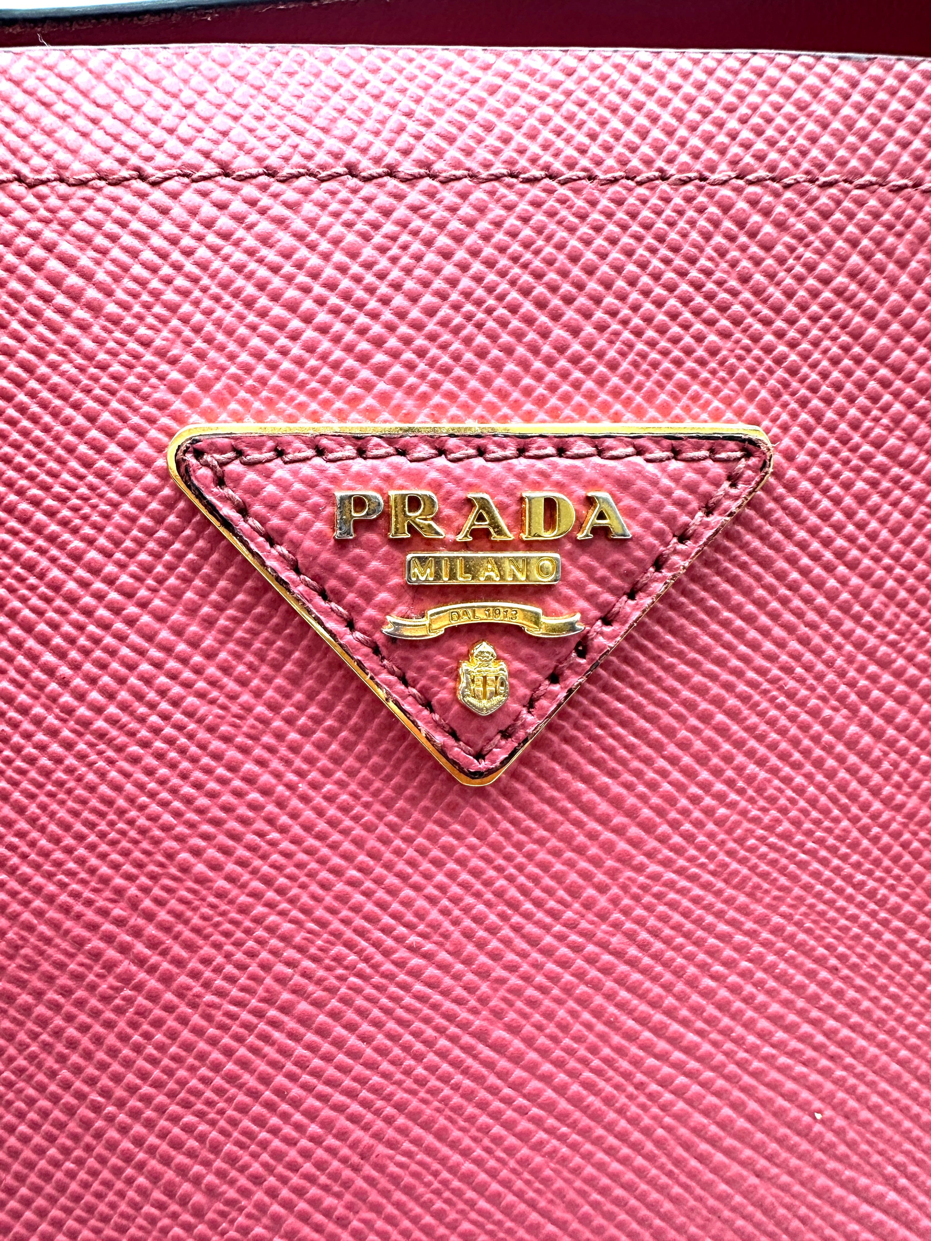 Prada Galleria Red Saffiano Leather Handle Bag PR313