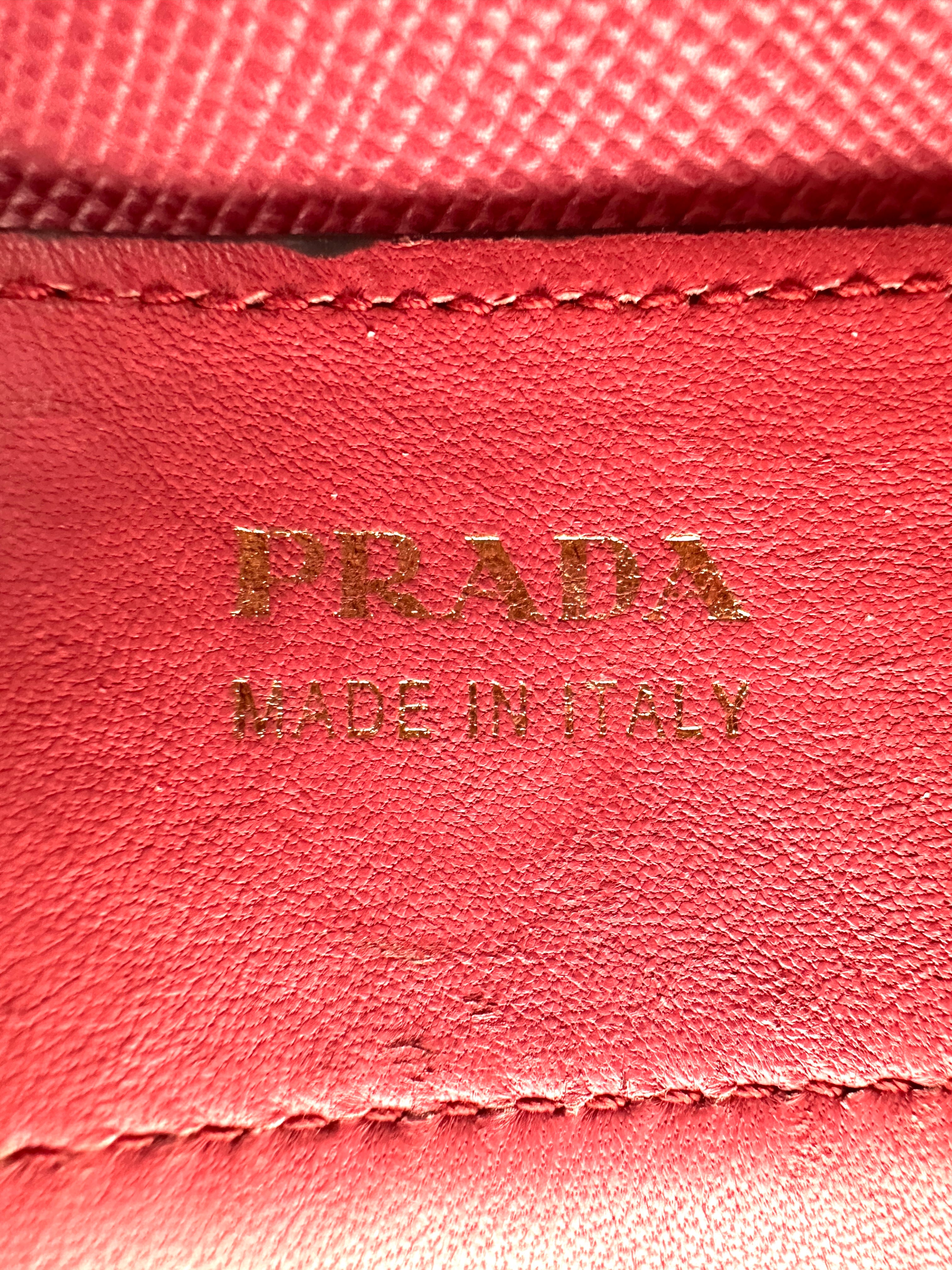 Prada Galleria Red Saffiano Leather Handle Bag PR313