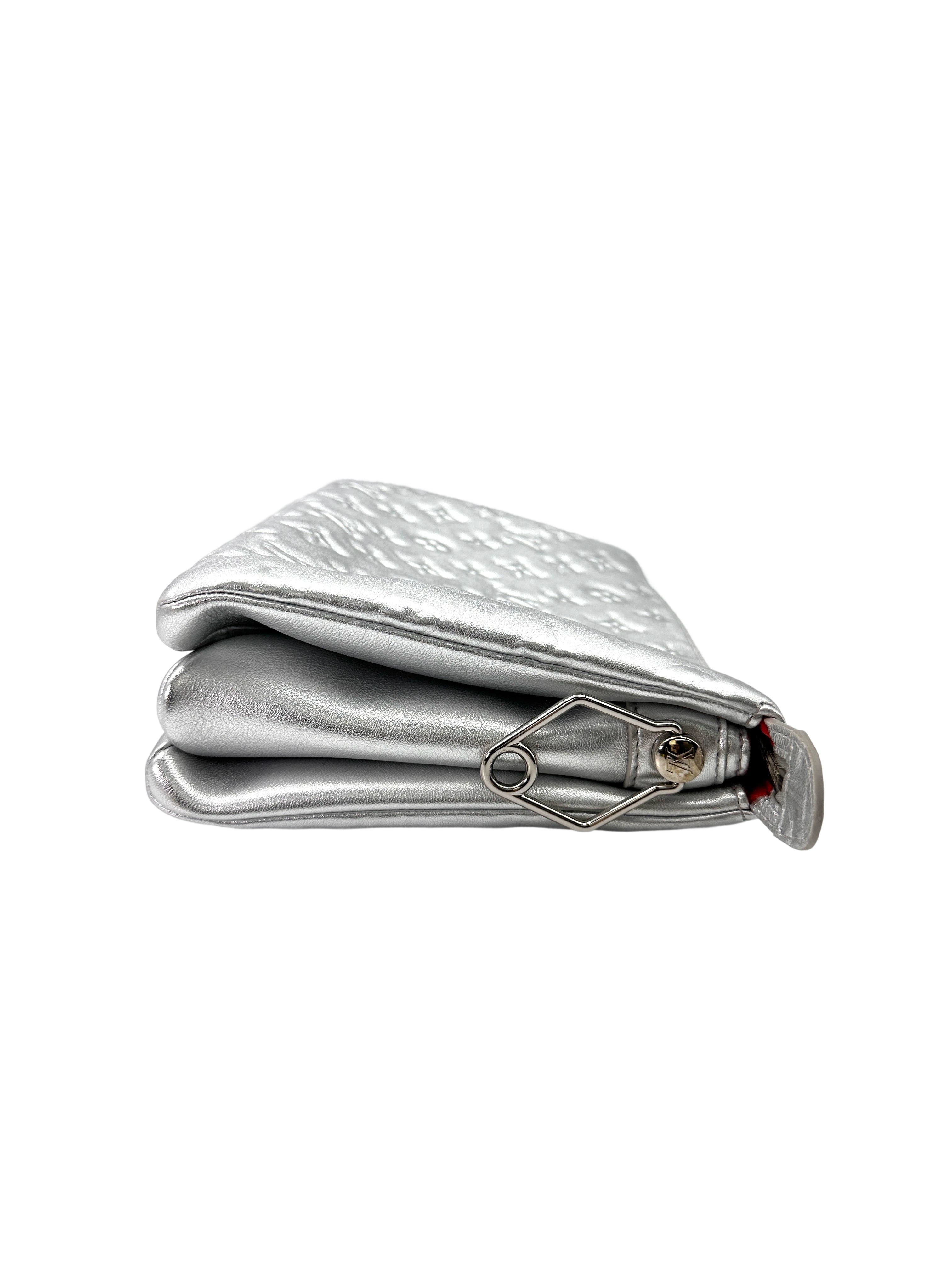 Louis Vuitton Coussin PM Silver Monogram Embossed Leather Shoulder Bag LV2676