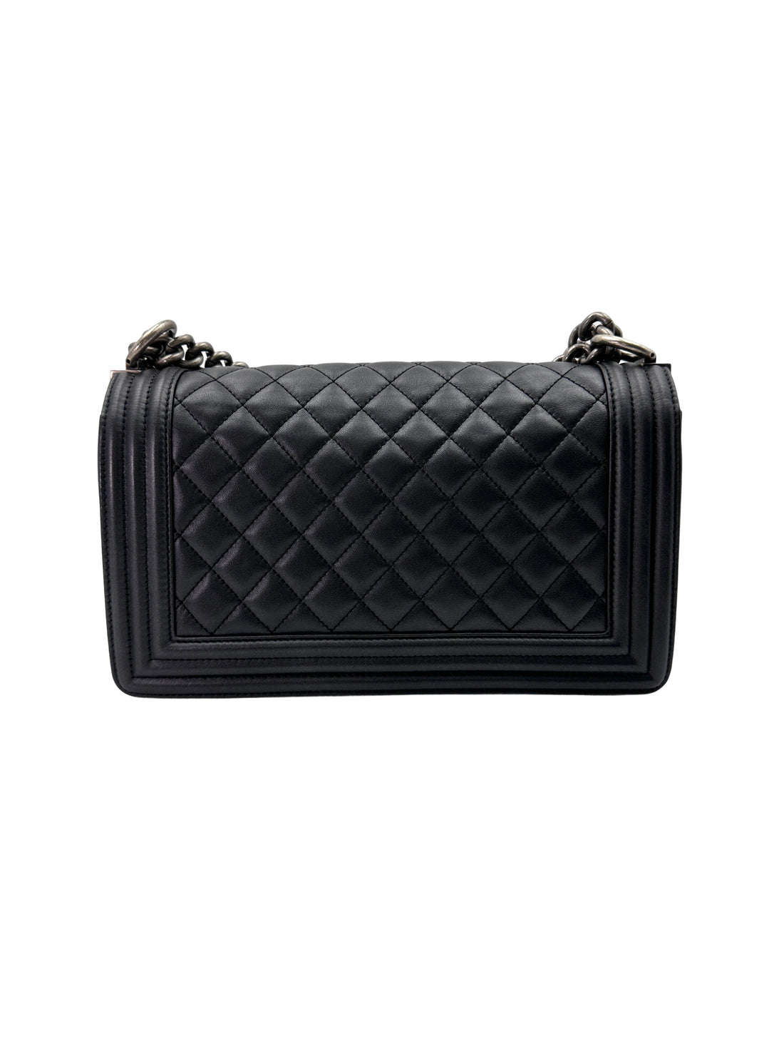 Chanel LeBoy Black Quilted Leather Medium Size Flap Bag With Silver Buckle(19***49) CC1921