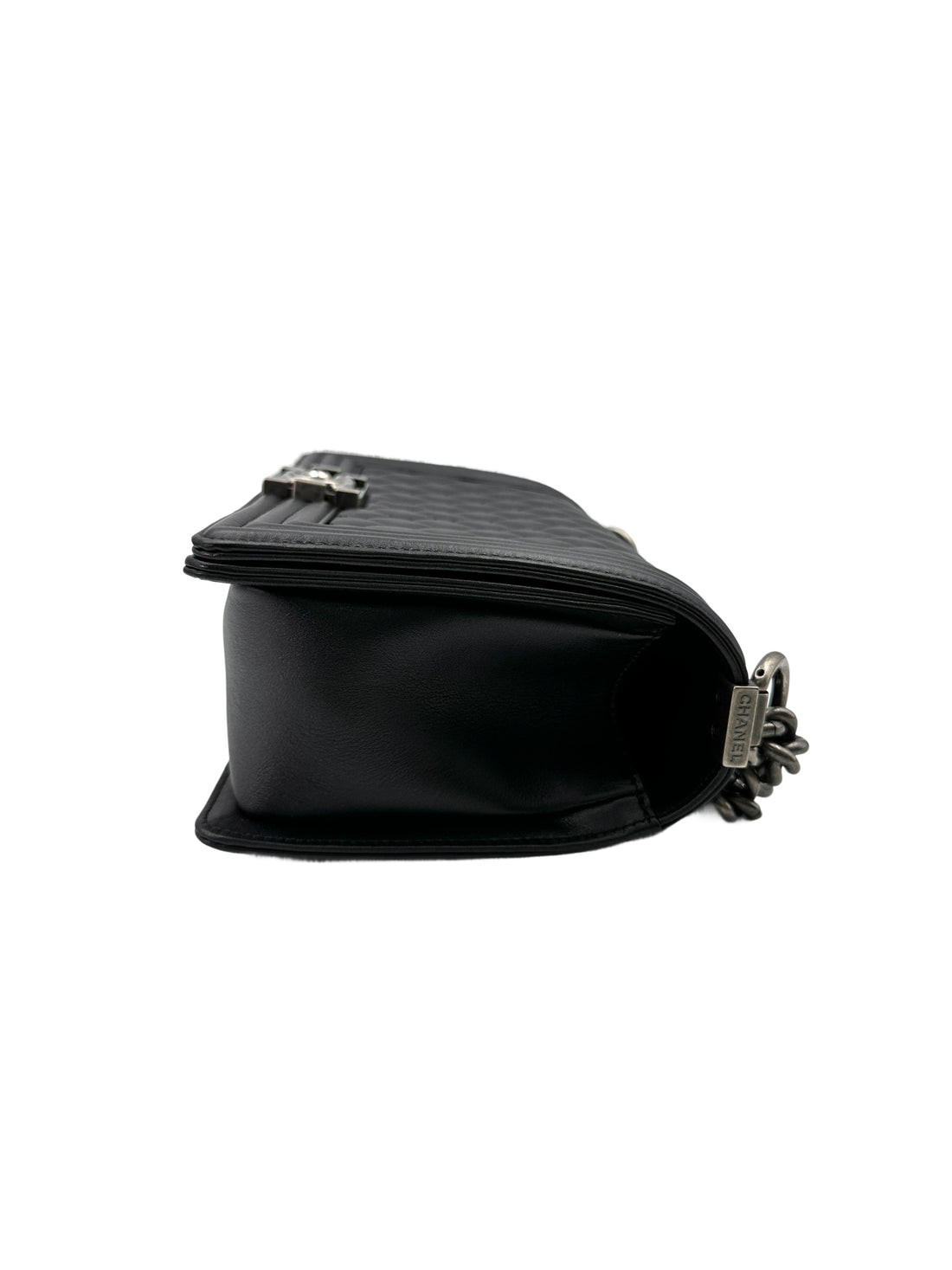 Chanel LeBoy Black Quilted Leather Medium Size Flap Bag With Silver Buckle(19***49) CC1921