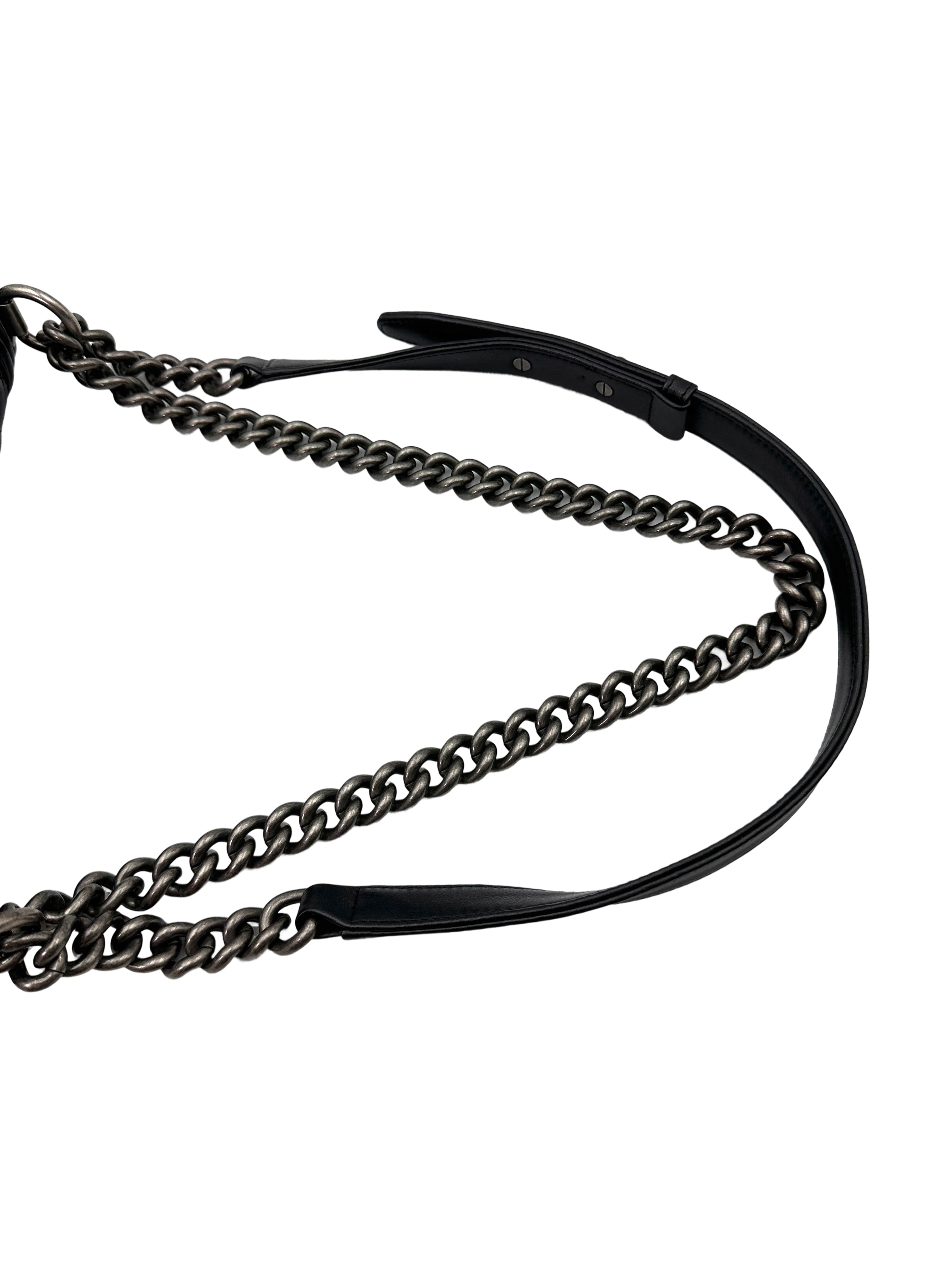 Chanel LeBoy Black Quilted Leather Medium Size Flap Bag With Silver Buckle(19***49) CC1921