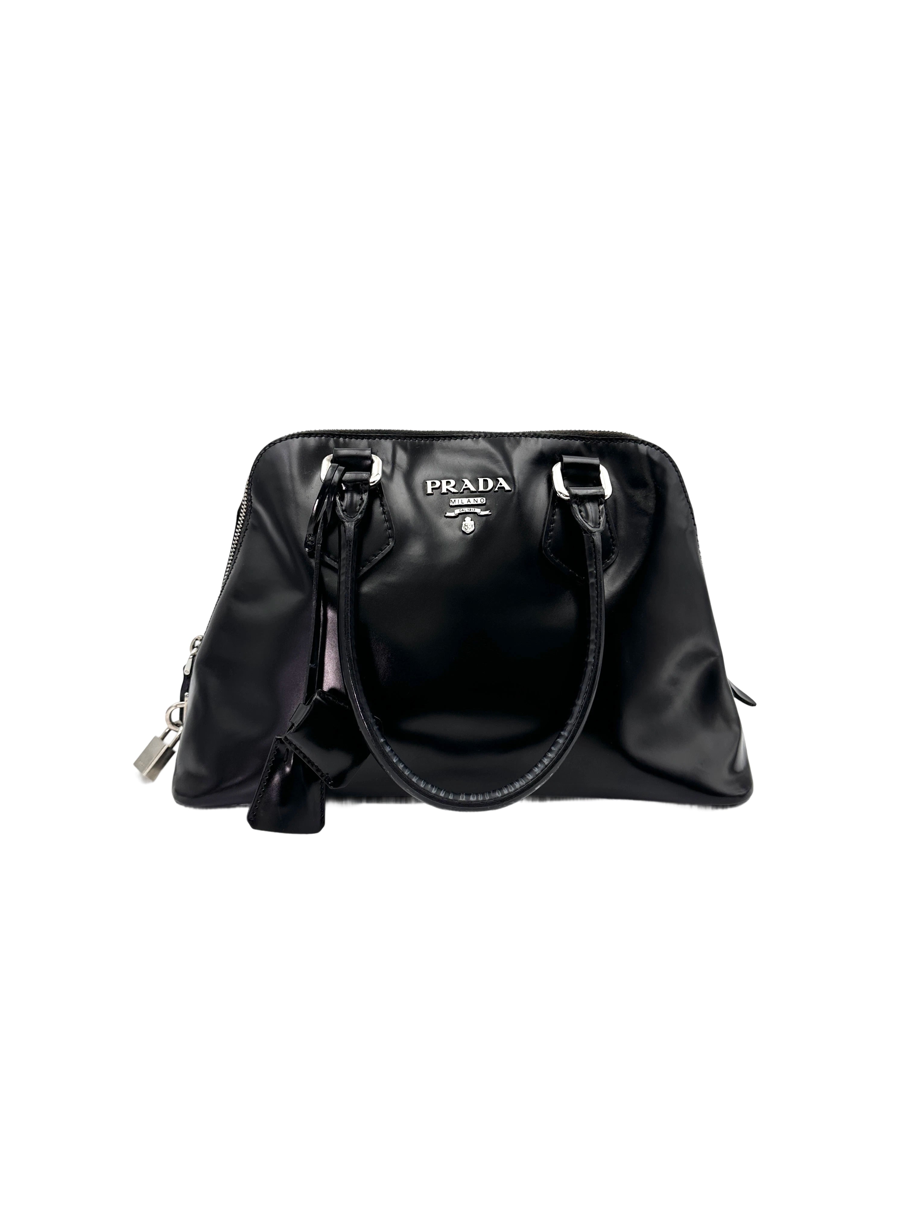 Prada Promenade Black Saffiano Leather Handle Bag PR314