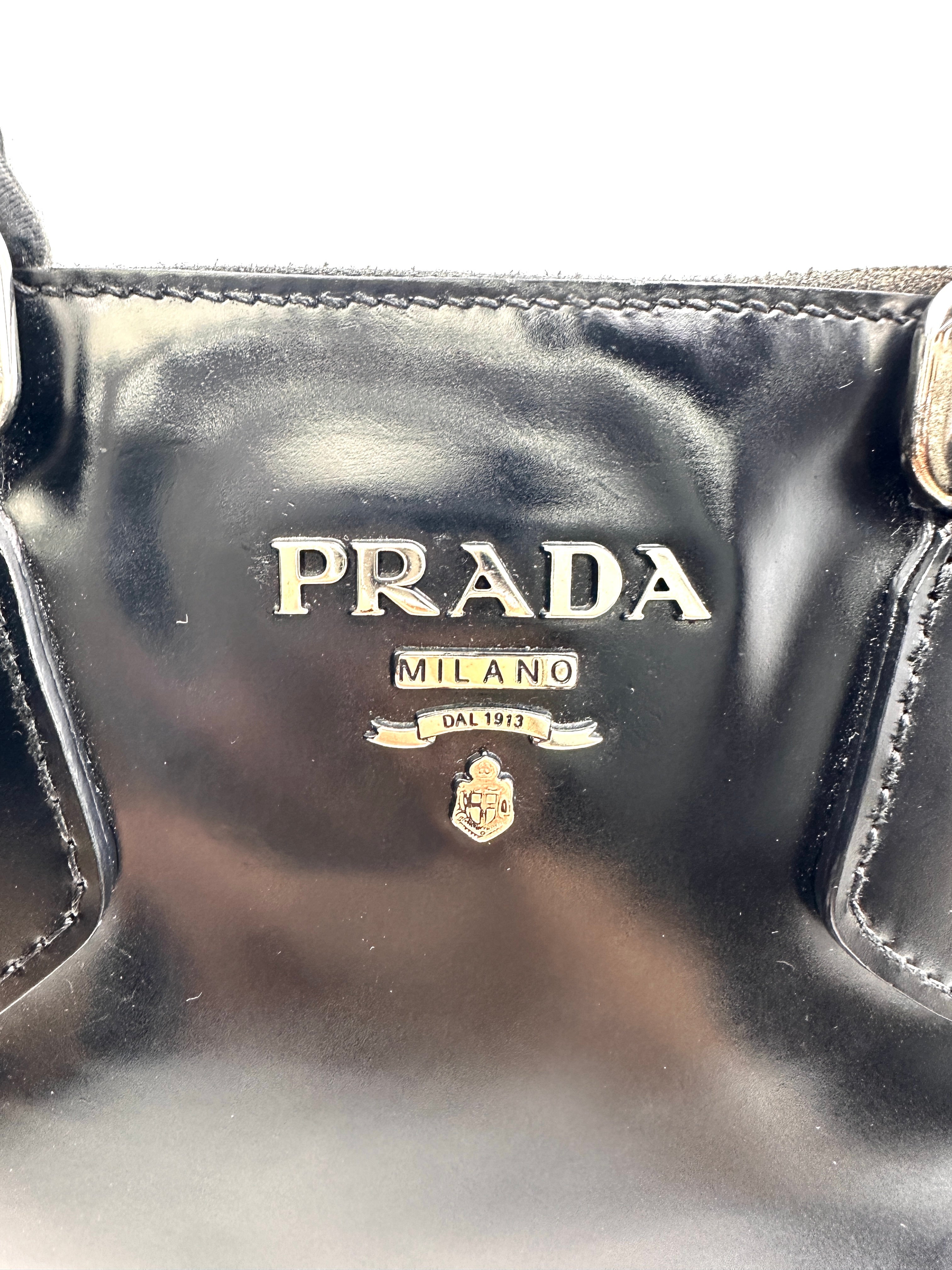 Prada Promenade Black Saffiano Leather Handle Bag PR314