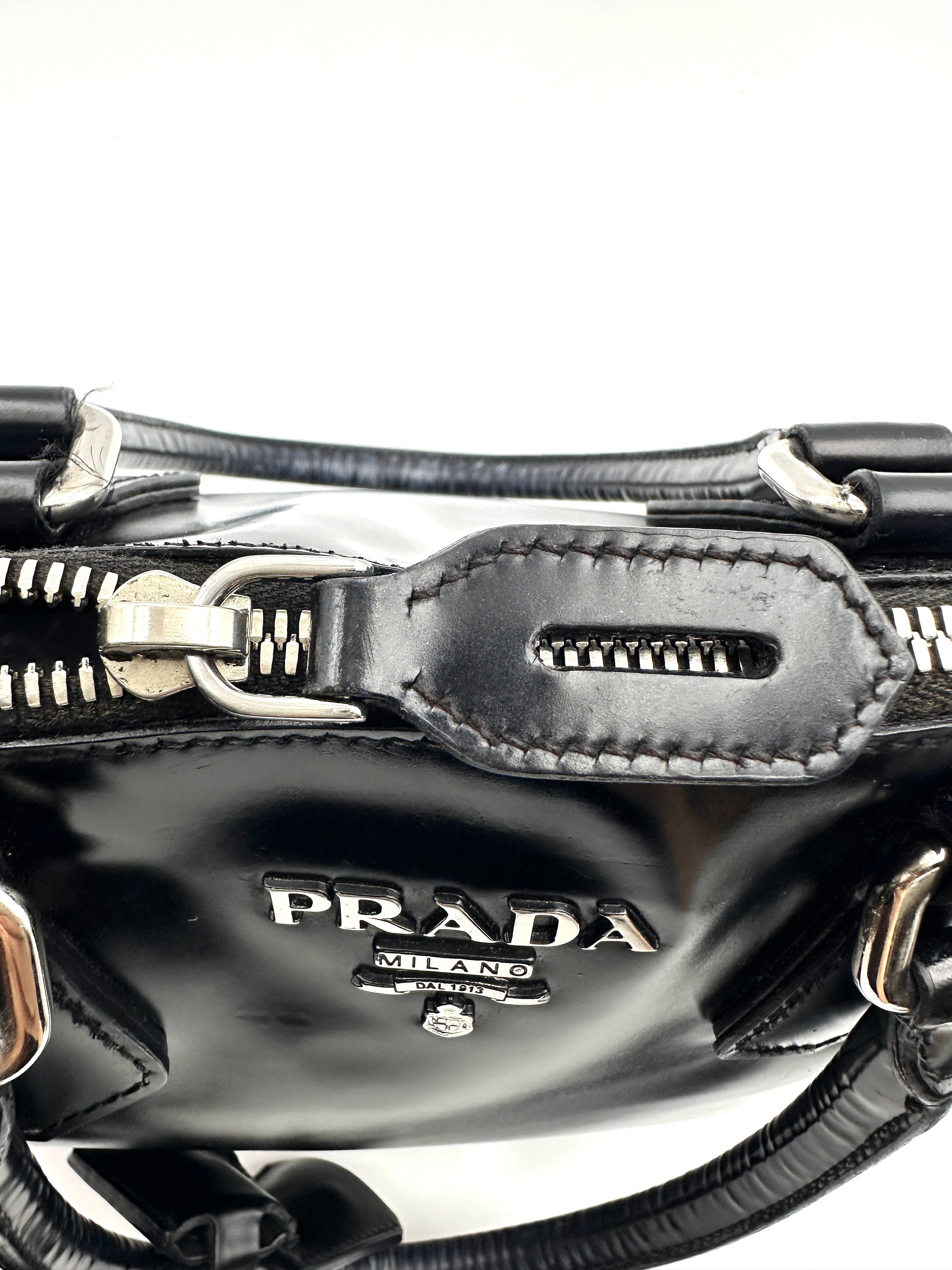 Prada Promenade Black Saffiano Leather Handle Bag PR314