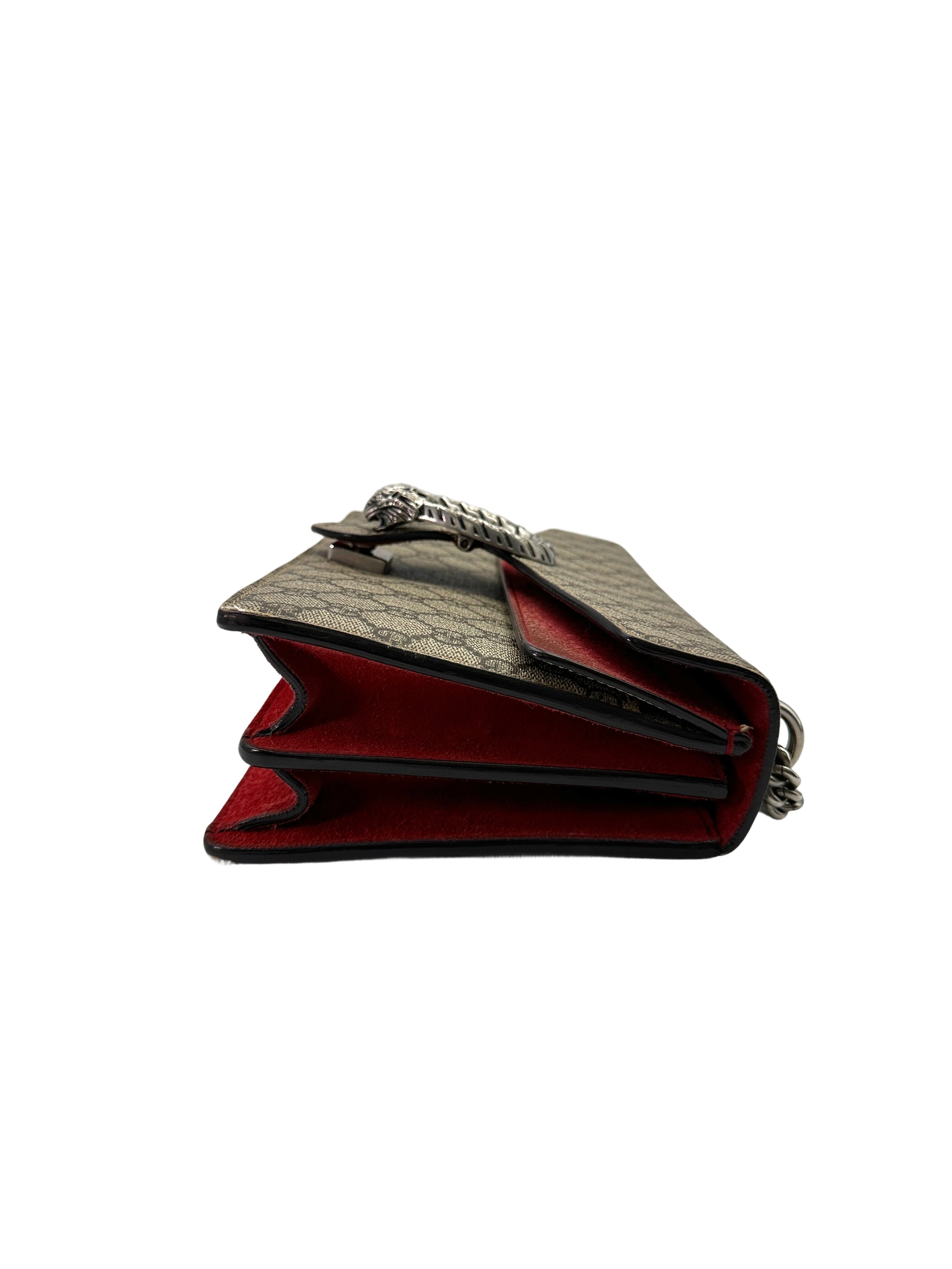 Gucci Dionysus GG Supreme Canvas Medium Size Shoulder Bag With Red Tirm GG947