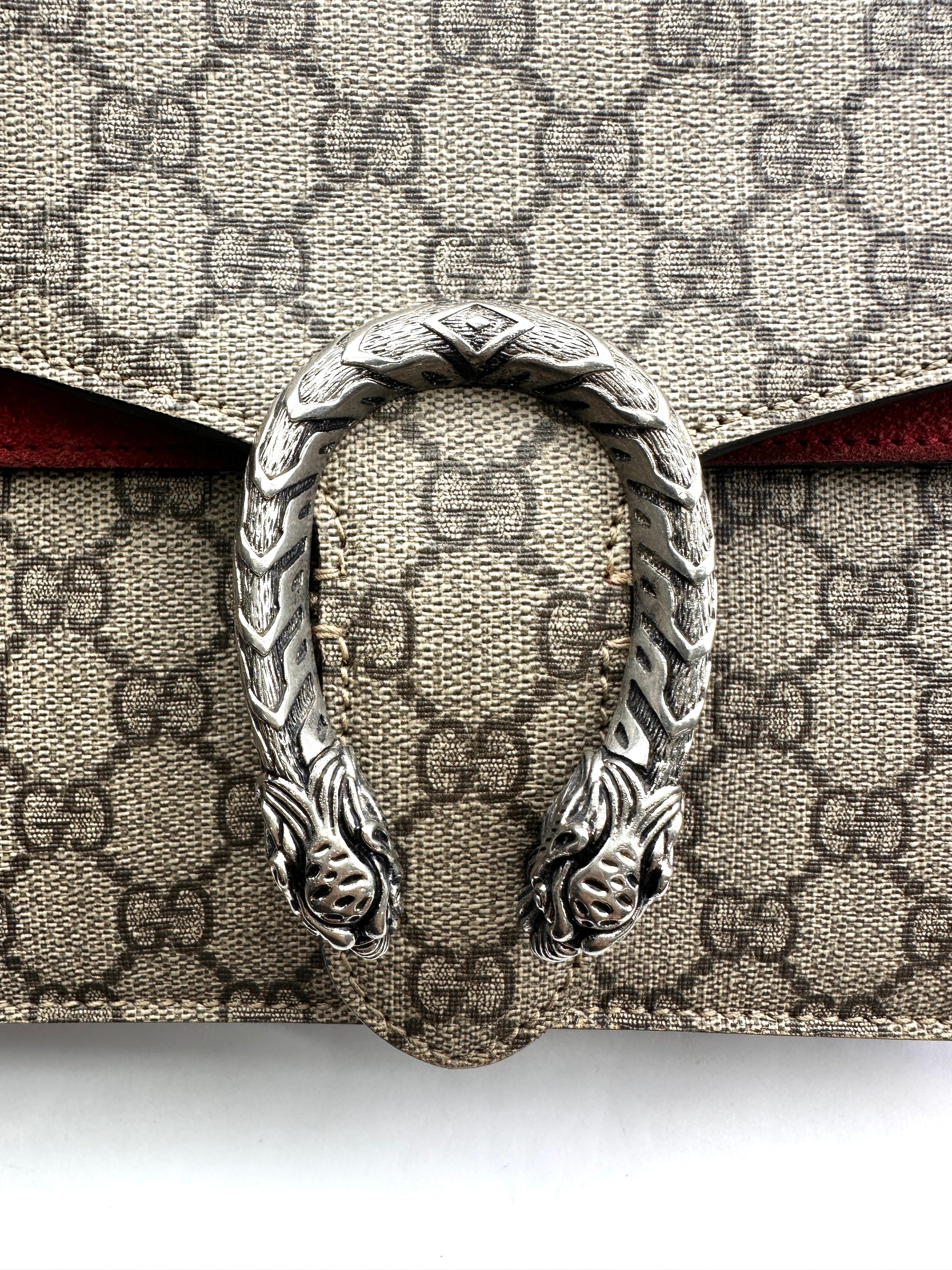 Gucci Dionysus GG Supreme Canvas Medium Size Shoulder Bag With Red Tirm GG947