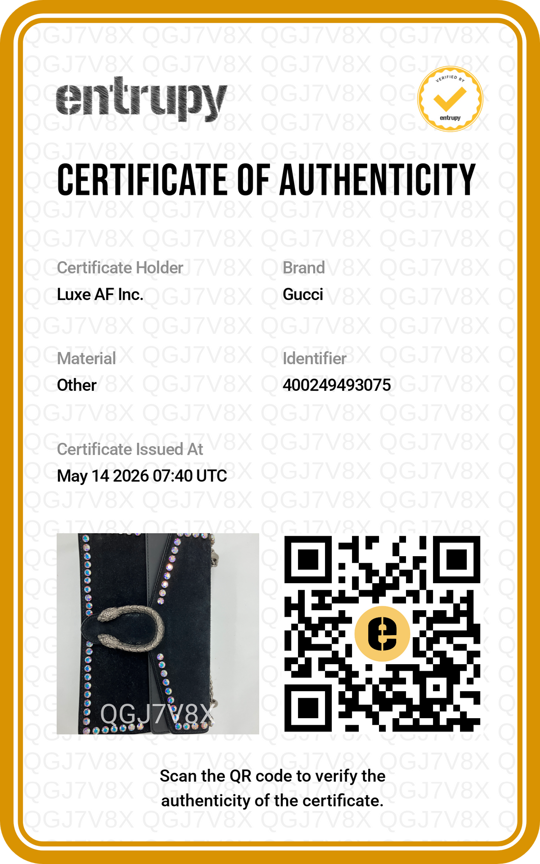 Gucci Dionysus GG Supreme Crystal Black Canvas Shoulder Bag GG945