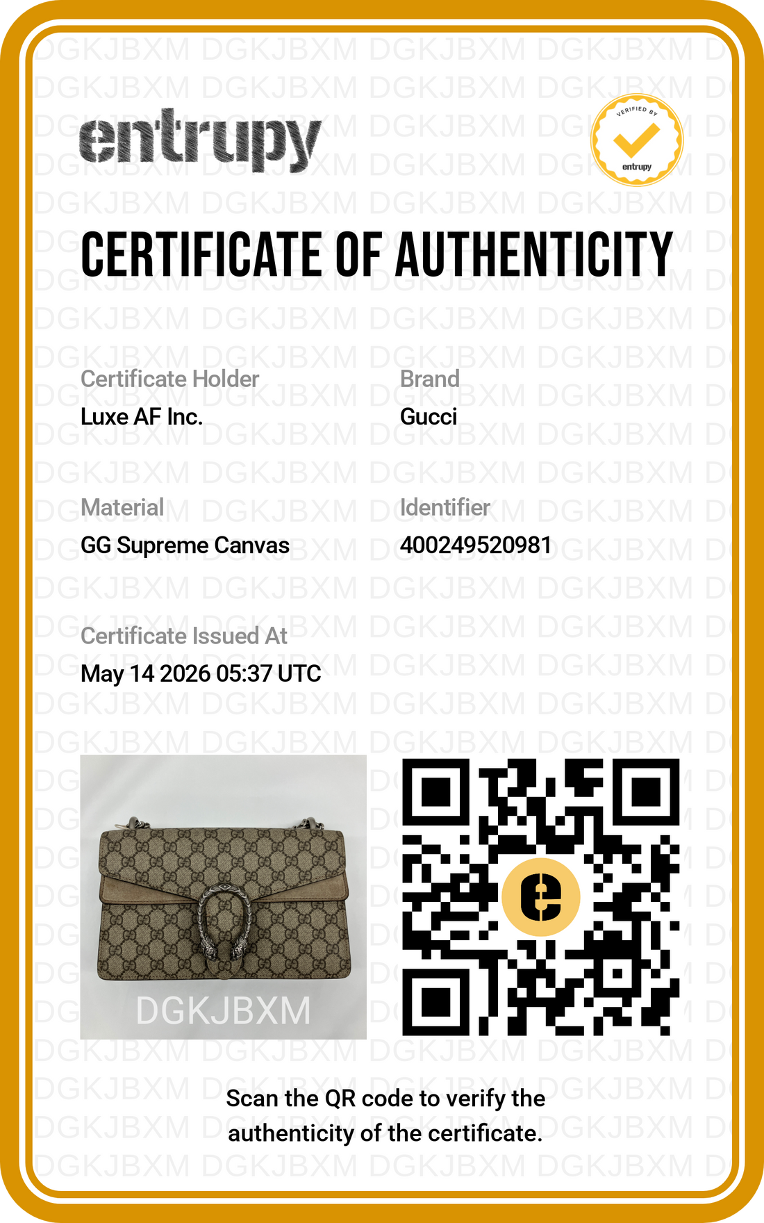 Gucci Dionysus GG Supreme Canvas Medium Size Shoulder Bag GG946
