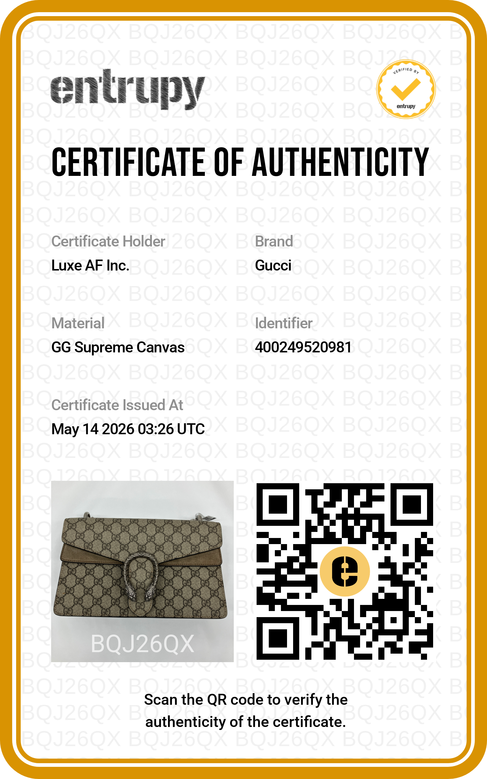 Gucci Dionysus GG Supreme Canvas Medium Size Shoulder Bag With Brown Trim GG943