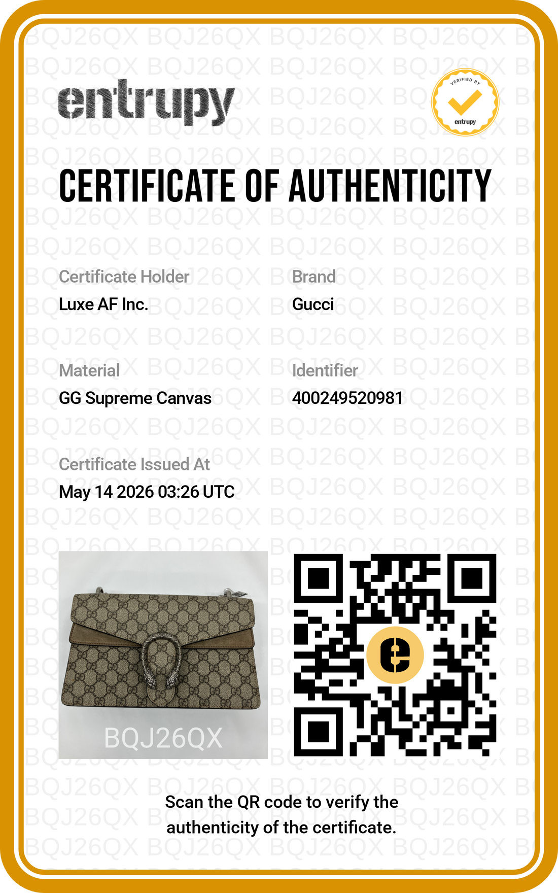 Gucci Dionysus GG Supreme Canvas Medium Size Shoulder Bag With Brown Trim GG943