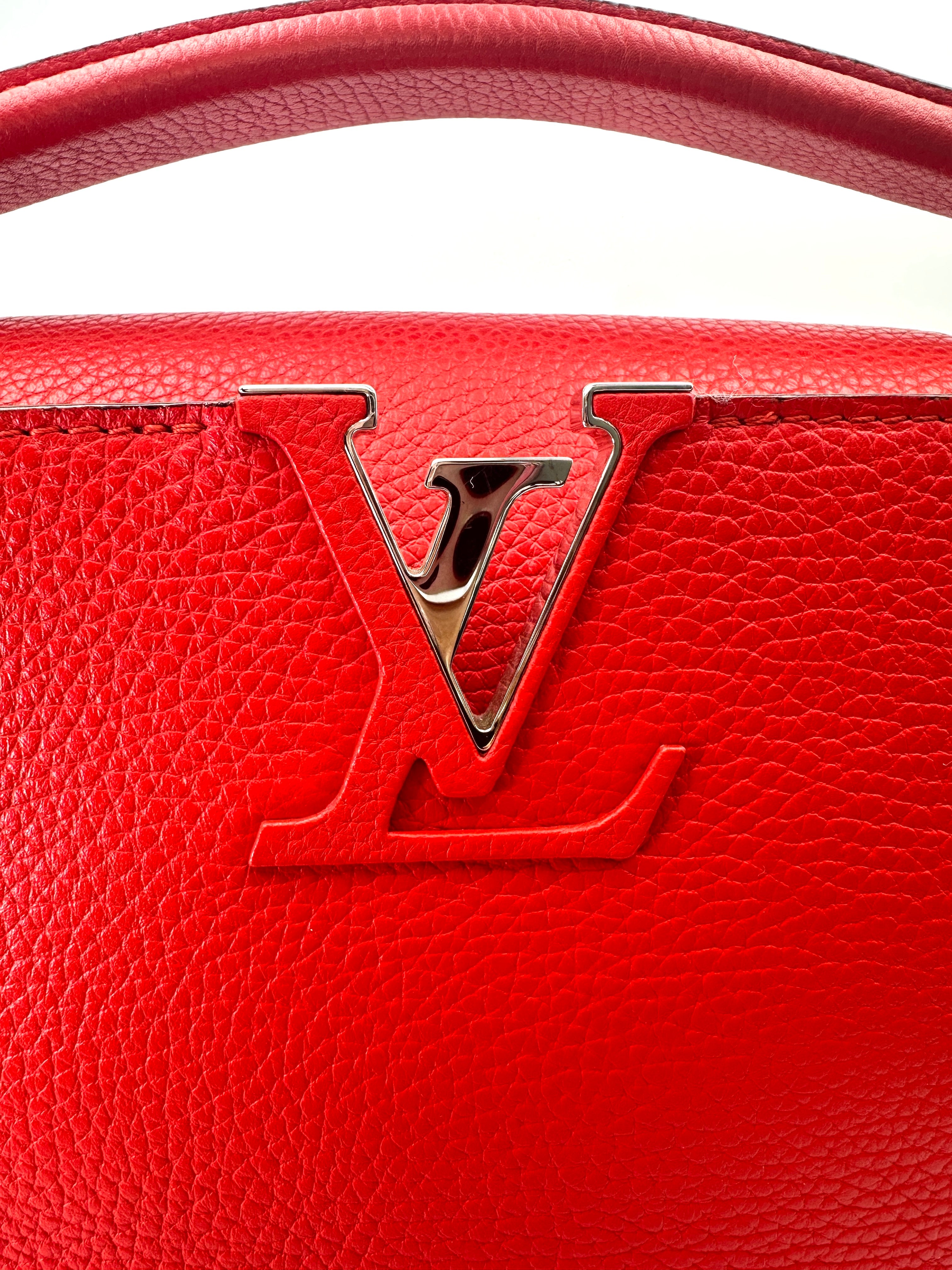 Louis Vuitton Capucines Red Leather Handle Bag LV2677