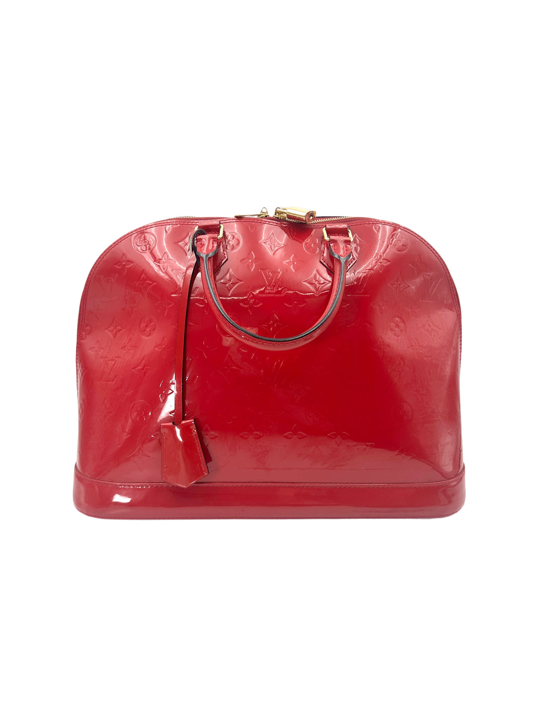 Louis Vuitton Alma Red Monogram Vernis Leather Handle Bag LV2680