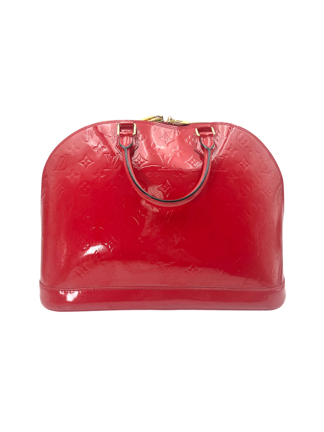 Louis Vuitton Alma Red Monogram Vernis Leather Handle Bag LV2680