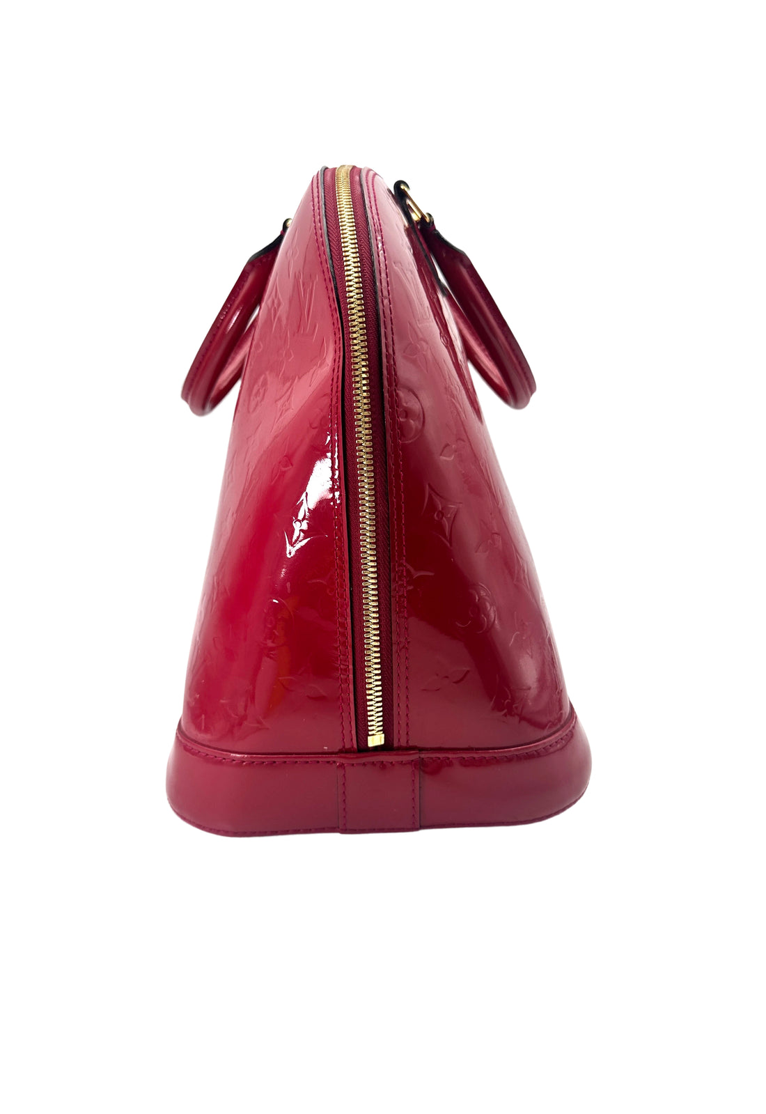 Louis Vuitton Alma Red Monogram Vernis Leather Handle Bag LV2680