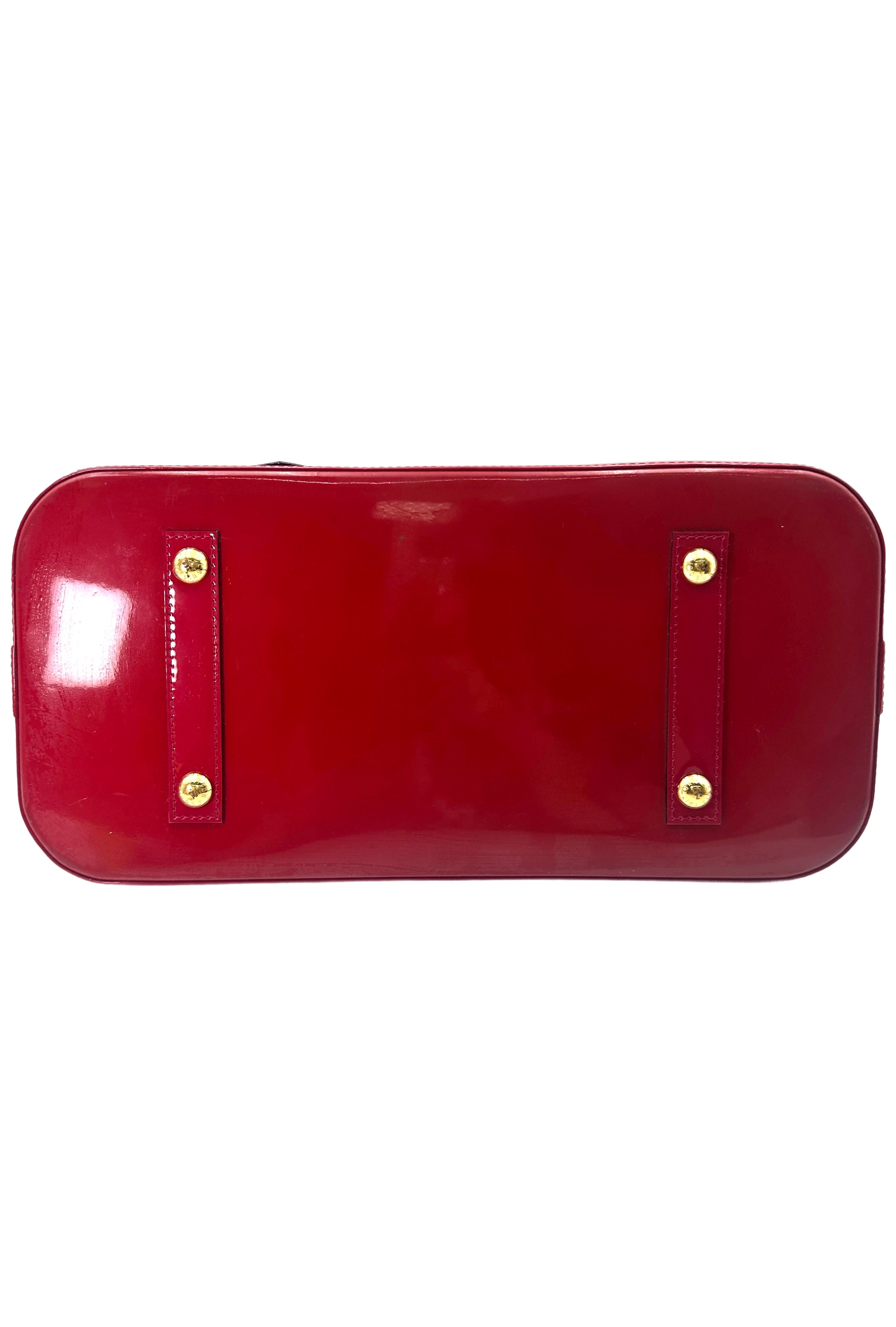 Louis Vuitton Alma Red Monogram Vernis Leather Handle Bag LV2680