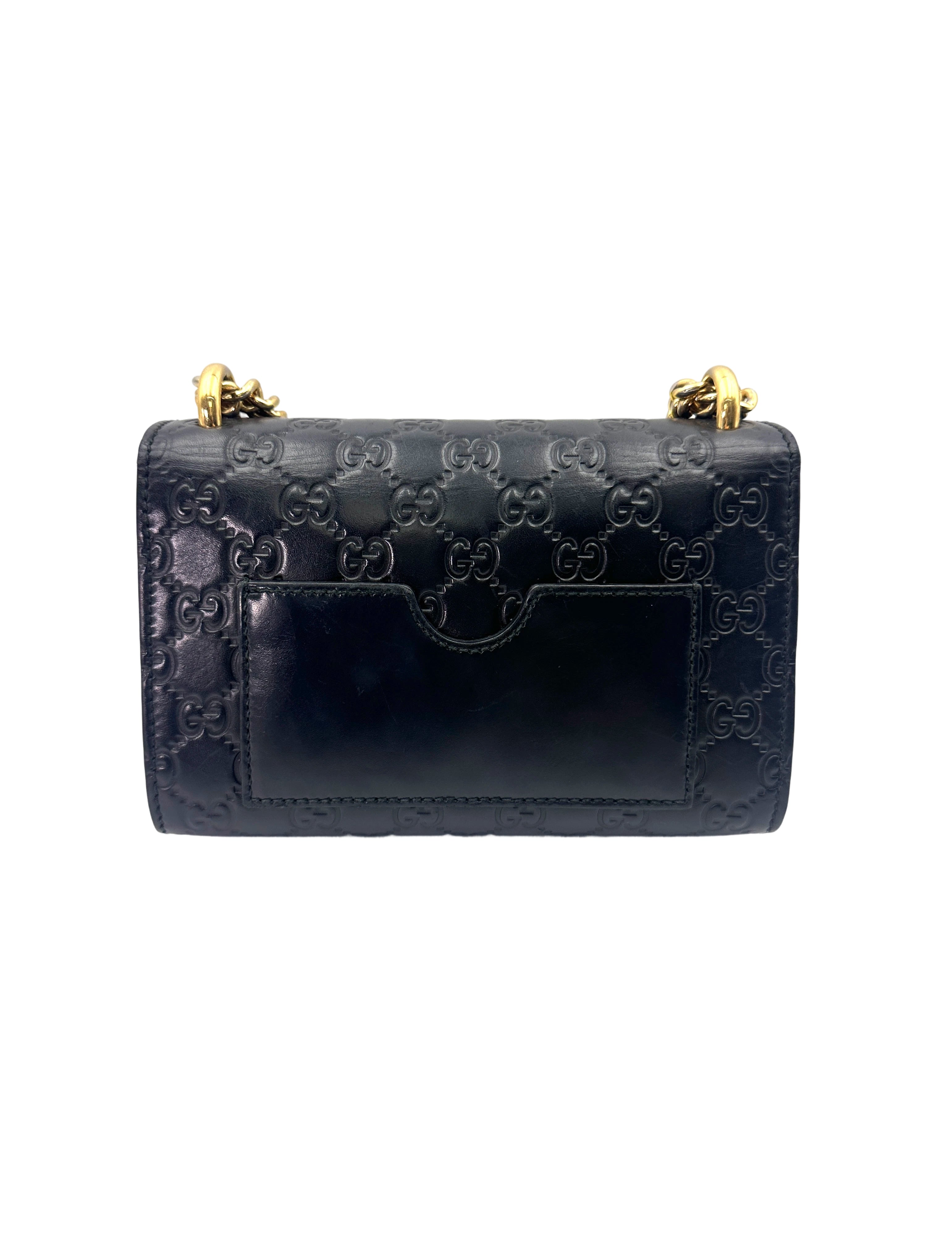 Gucci Padlock Black  Guccissima Leather Shoulder Bag GG949