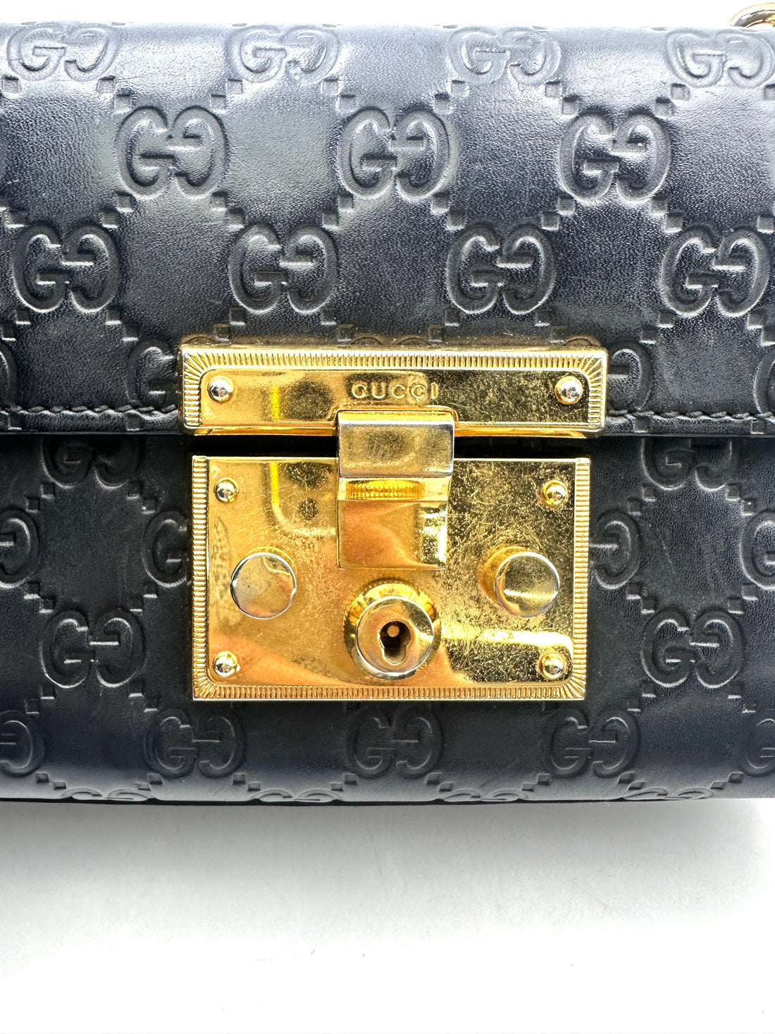 Gucci Padlock Black  Guccissima Leather Shoulder Bag GG949