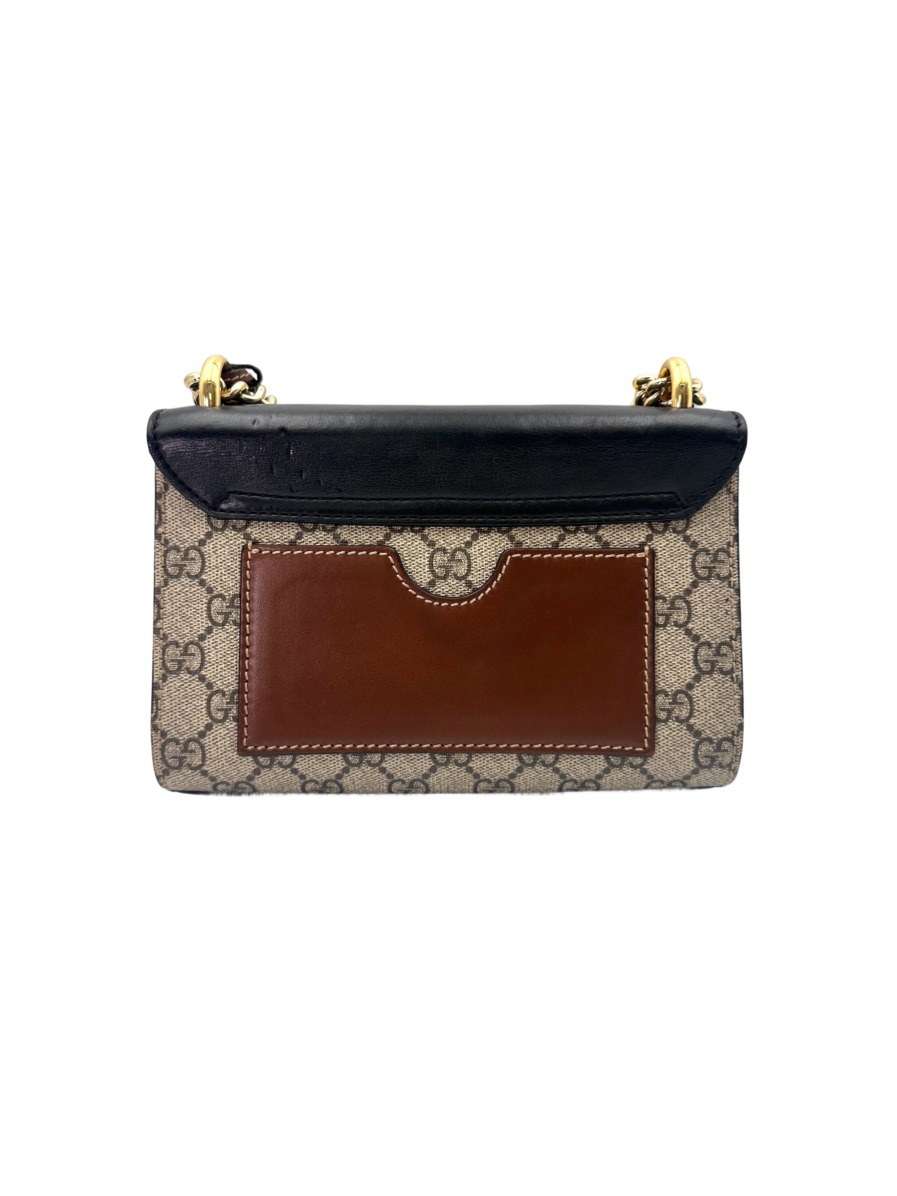 Gucci Padlock GG Canvas & Black Leather Small Size Shoulder Bag GG951