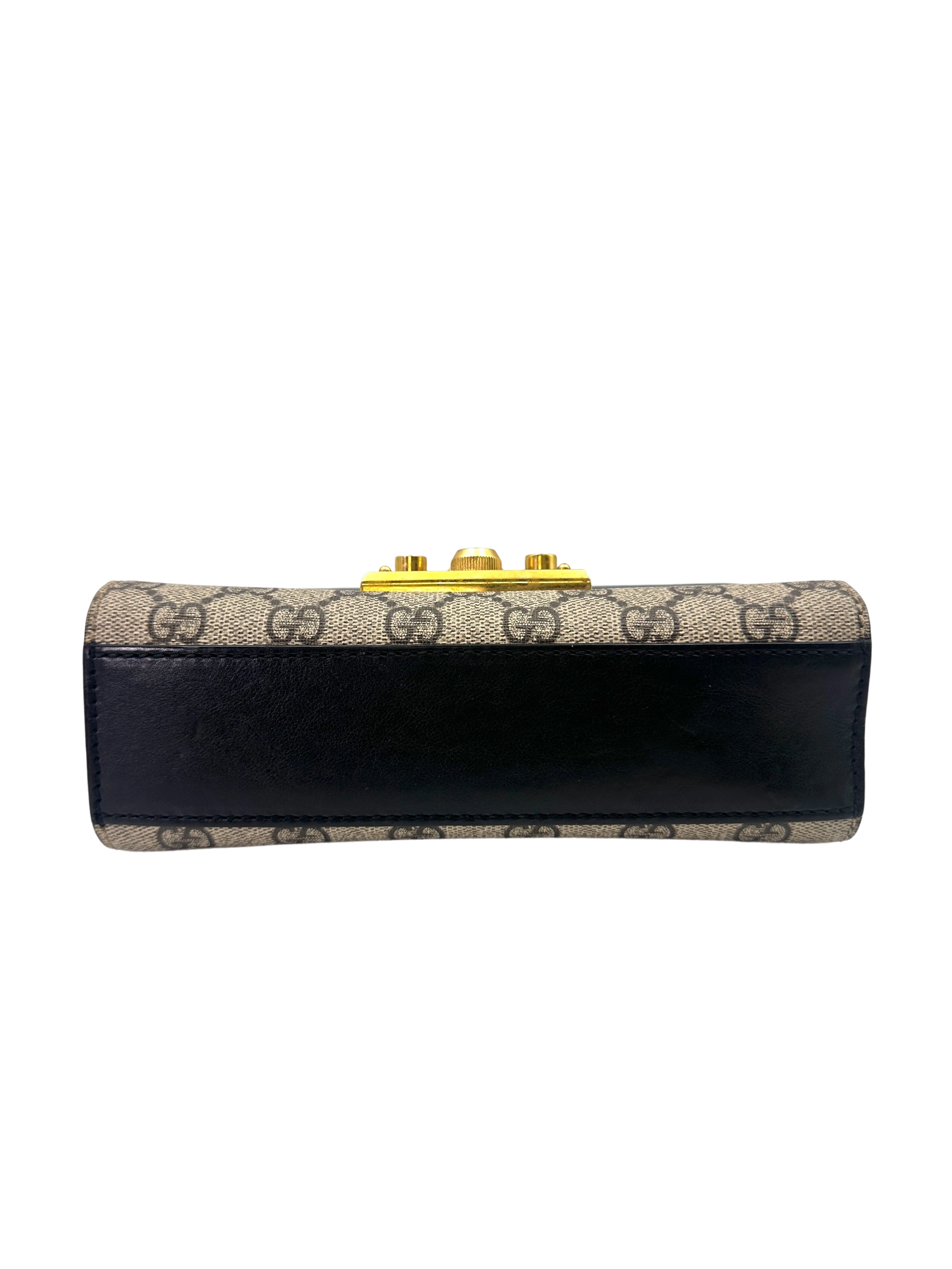 Gucci Padlock GG Canvas & Black Leather Small Size Shoulder Bag GG951