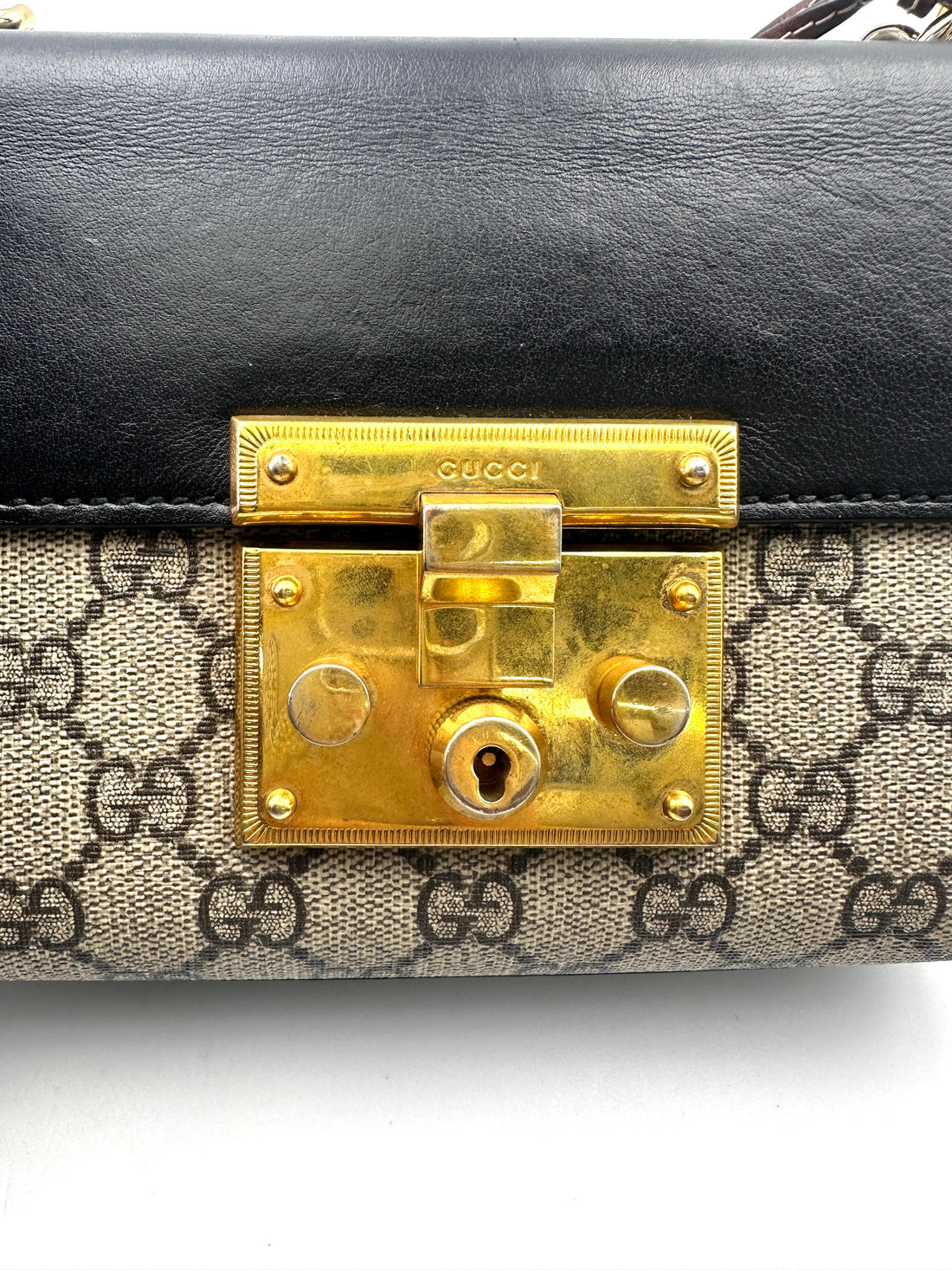 Gucci Padlock GG Canvas & Black Leather Small Size Shoulder Bag GG951