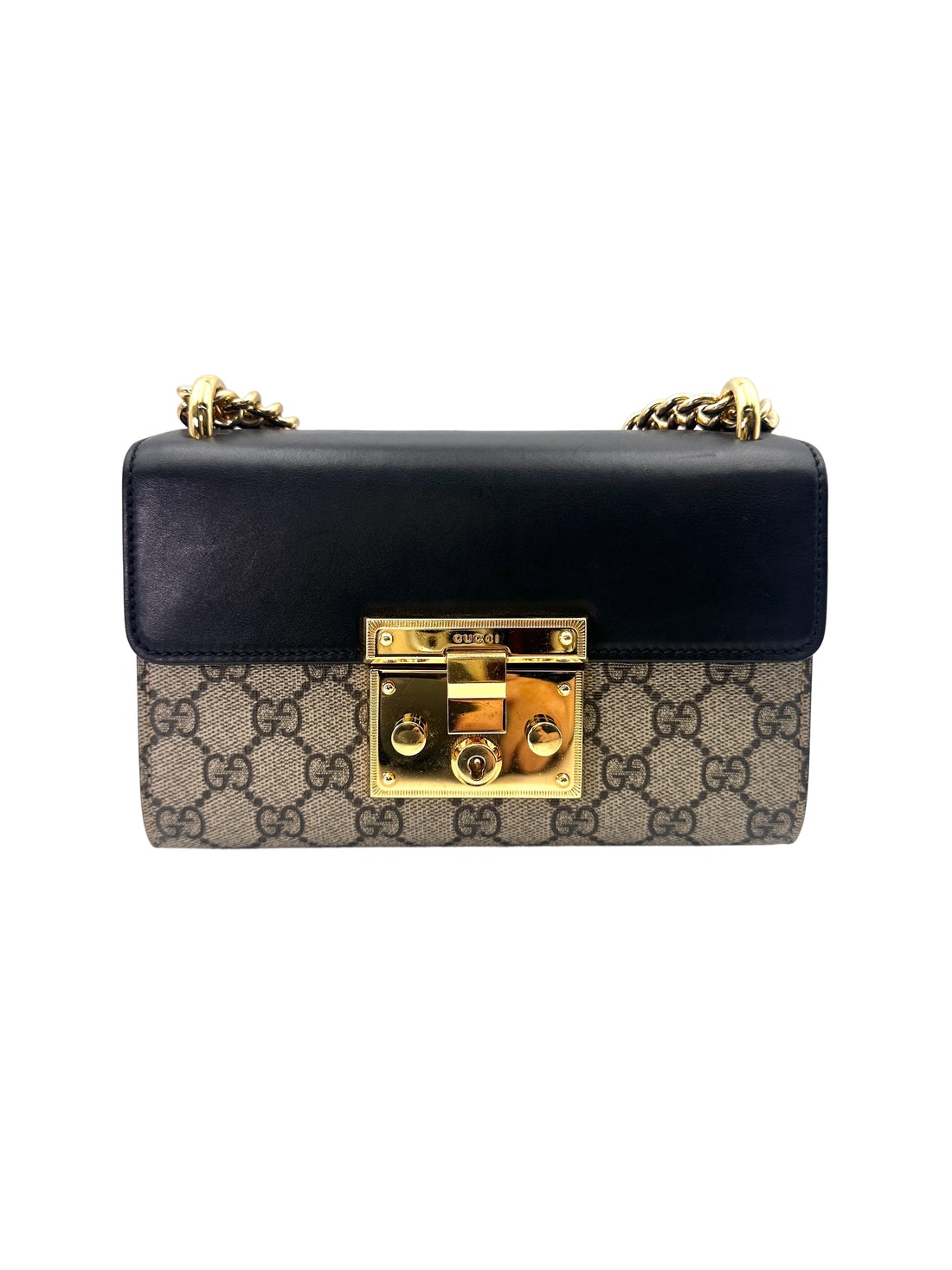 Gucci Padlock GG Canvas & Black Leather Small Size Shoulder Bag GG950