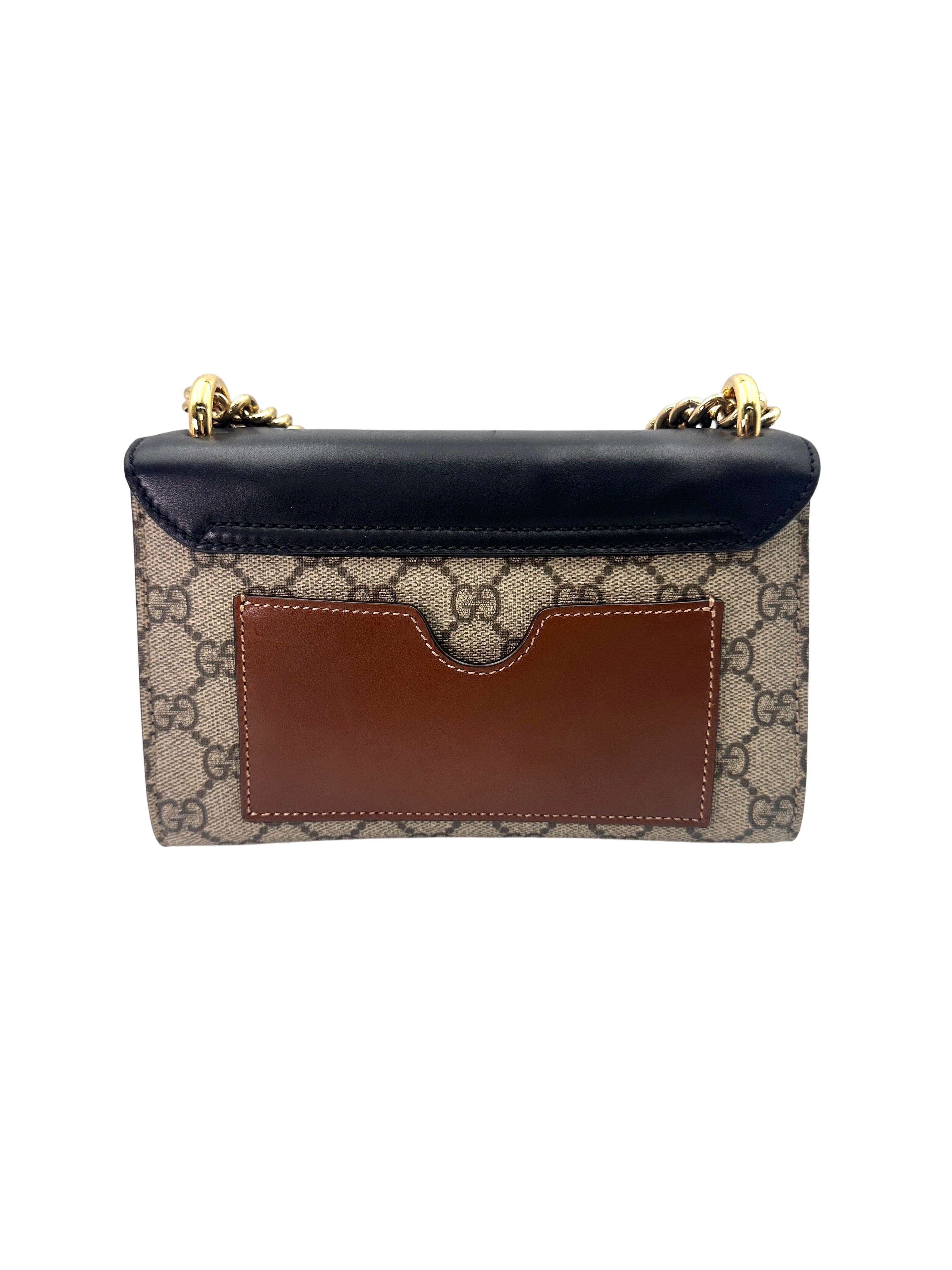 Gucci Padlock GG Canvas & Black Leather Small Size Shoulder Bag GG950
