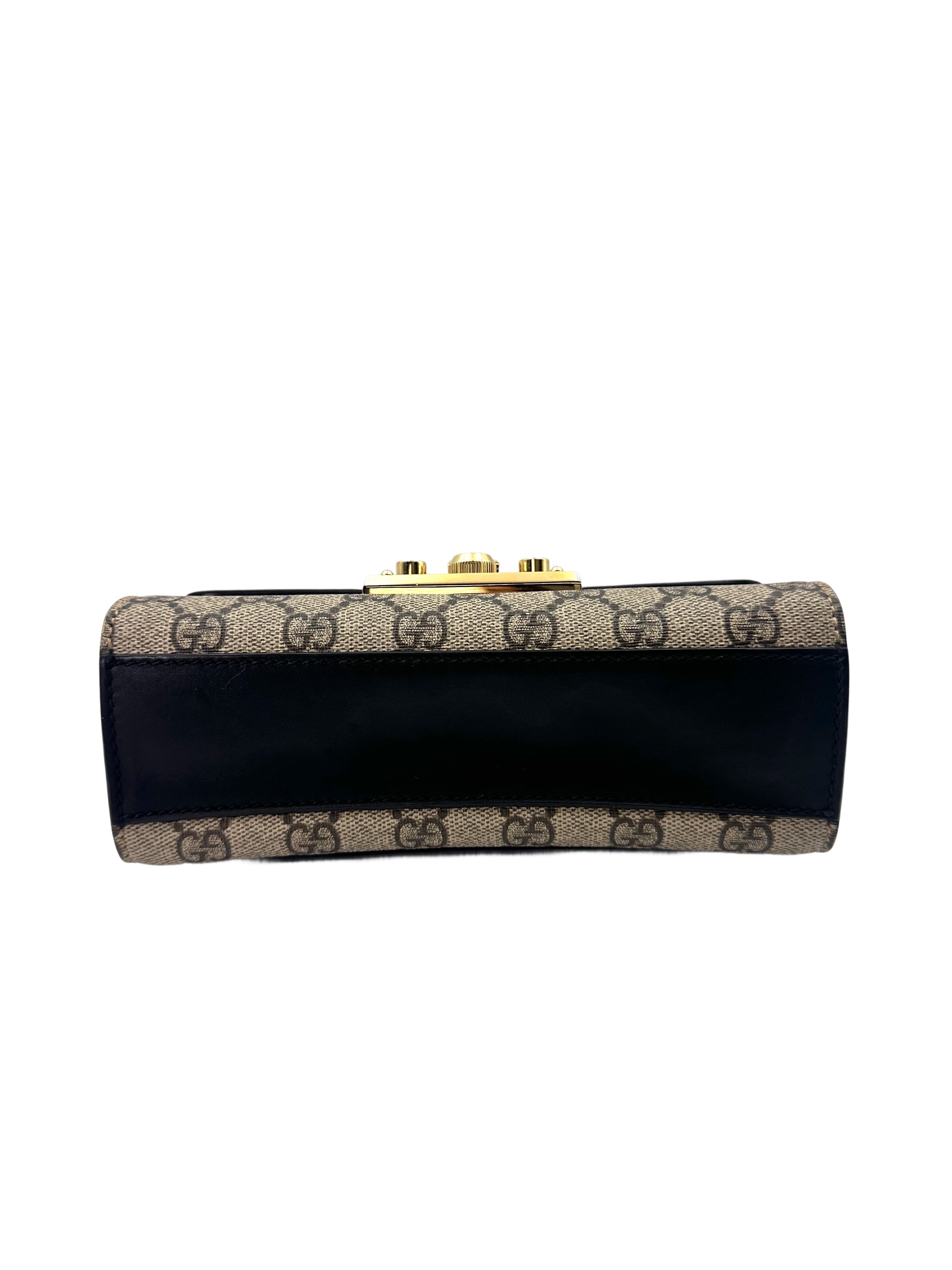 Gucci Padlock GG Canvas & Black Leather Small Size Shoulder Bag GG950