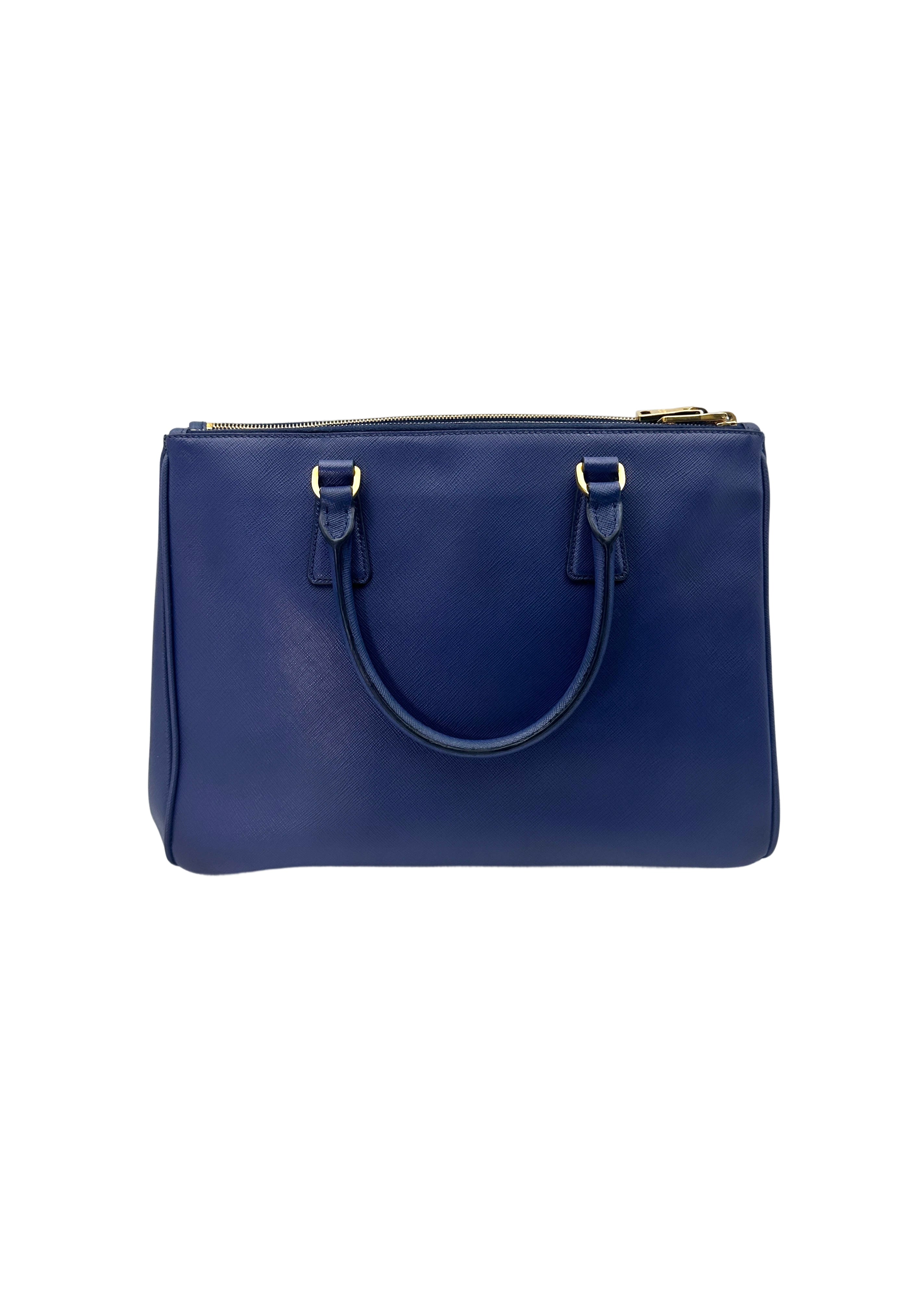 Prada Galleria Navy Saffiano Leather Handle Bag PR318