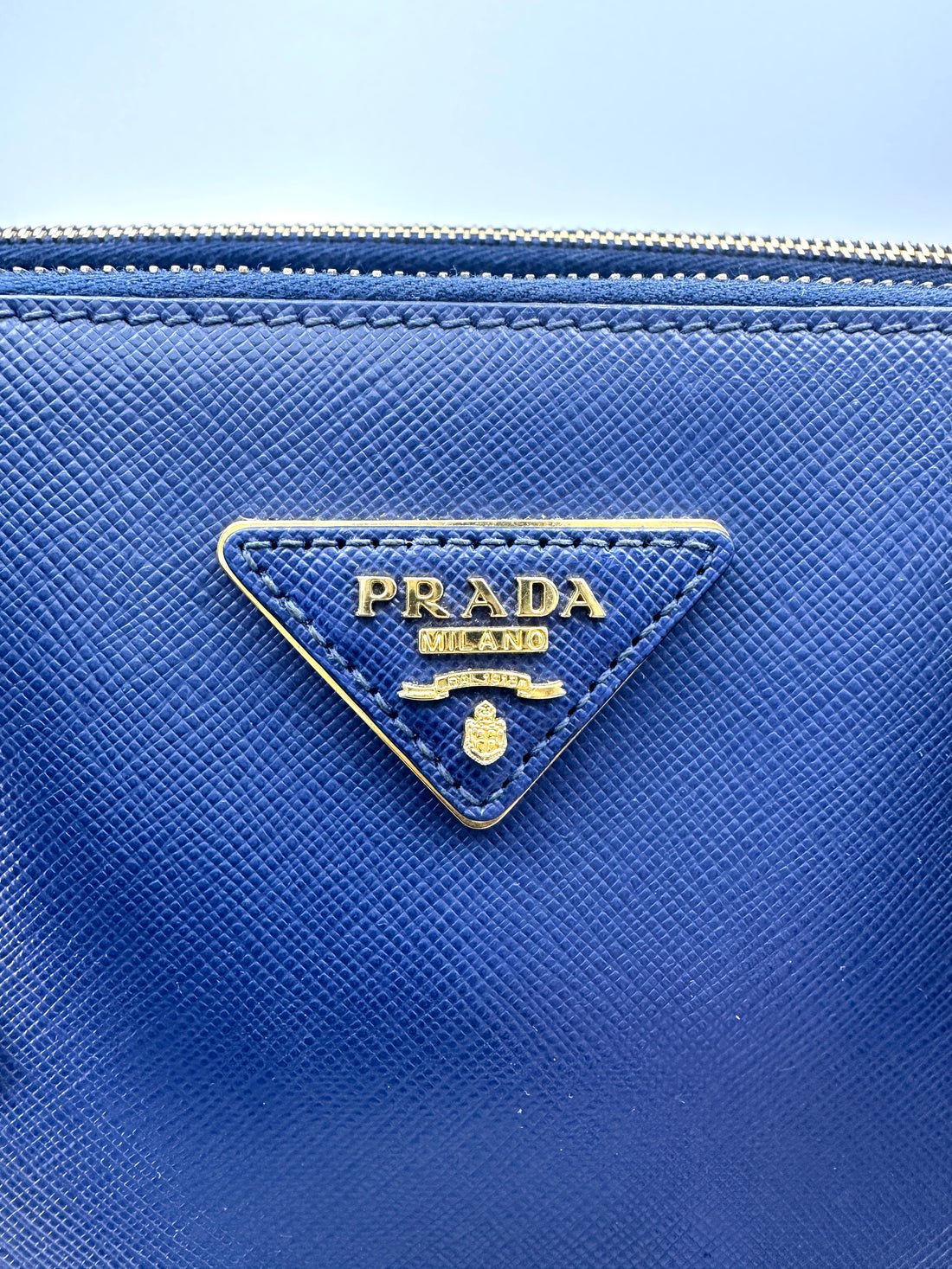 Prada Galleria Navy Saffiano Leather Handle Bag PR318