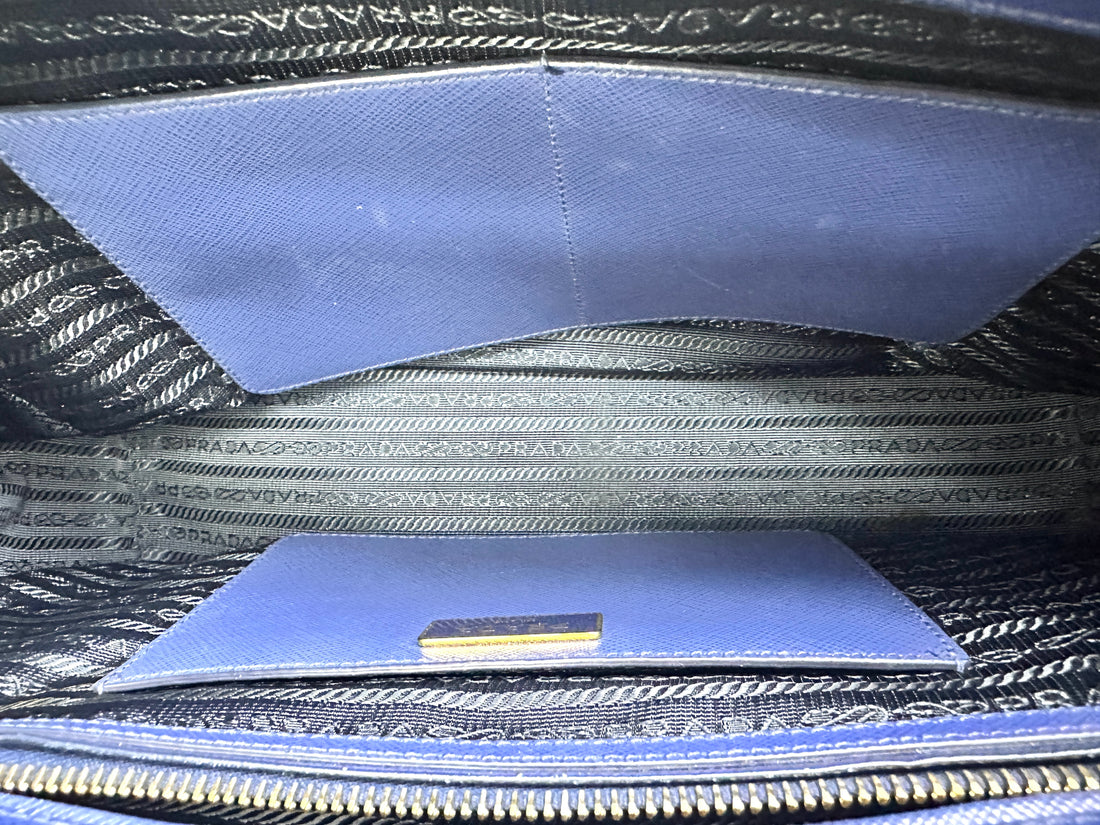 Prada Galleria Navy Saffiano Leather Handle Bag PR318