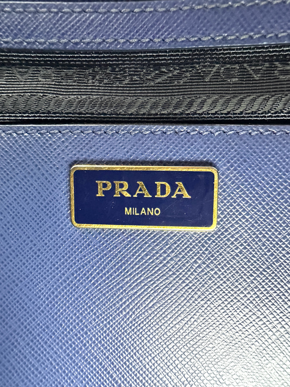 Prada Galleria Navy Saffiano Leather Handle Bag PR318