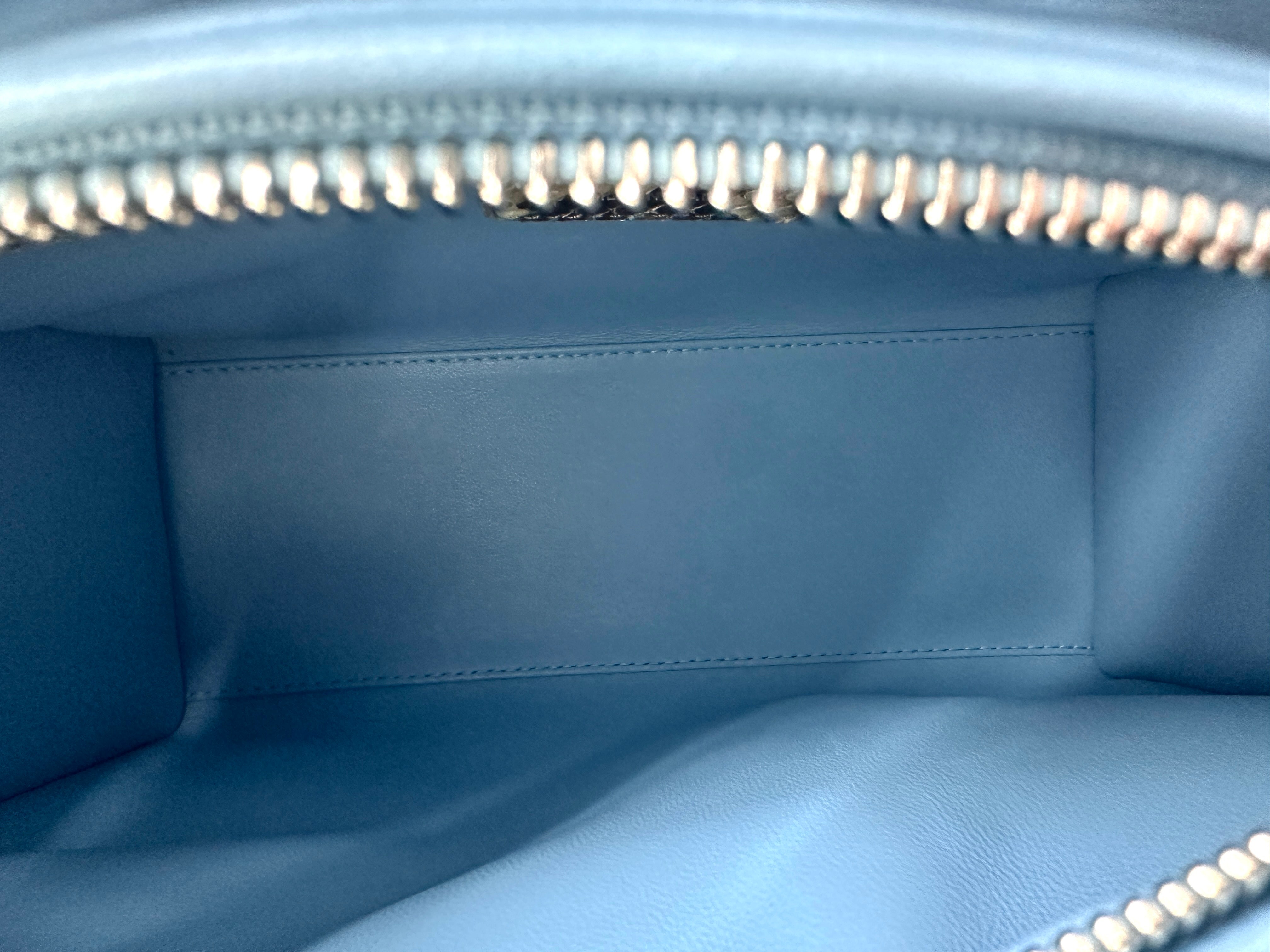 Christian Dior Lady Dior Pink Cannage Leather Blue Handle Bag With Silver Buckle DR723