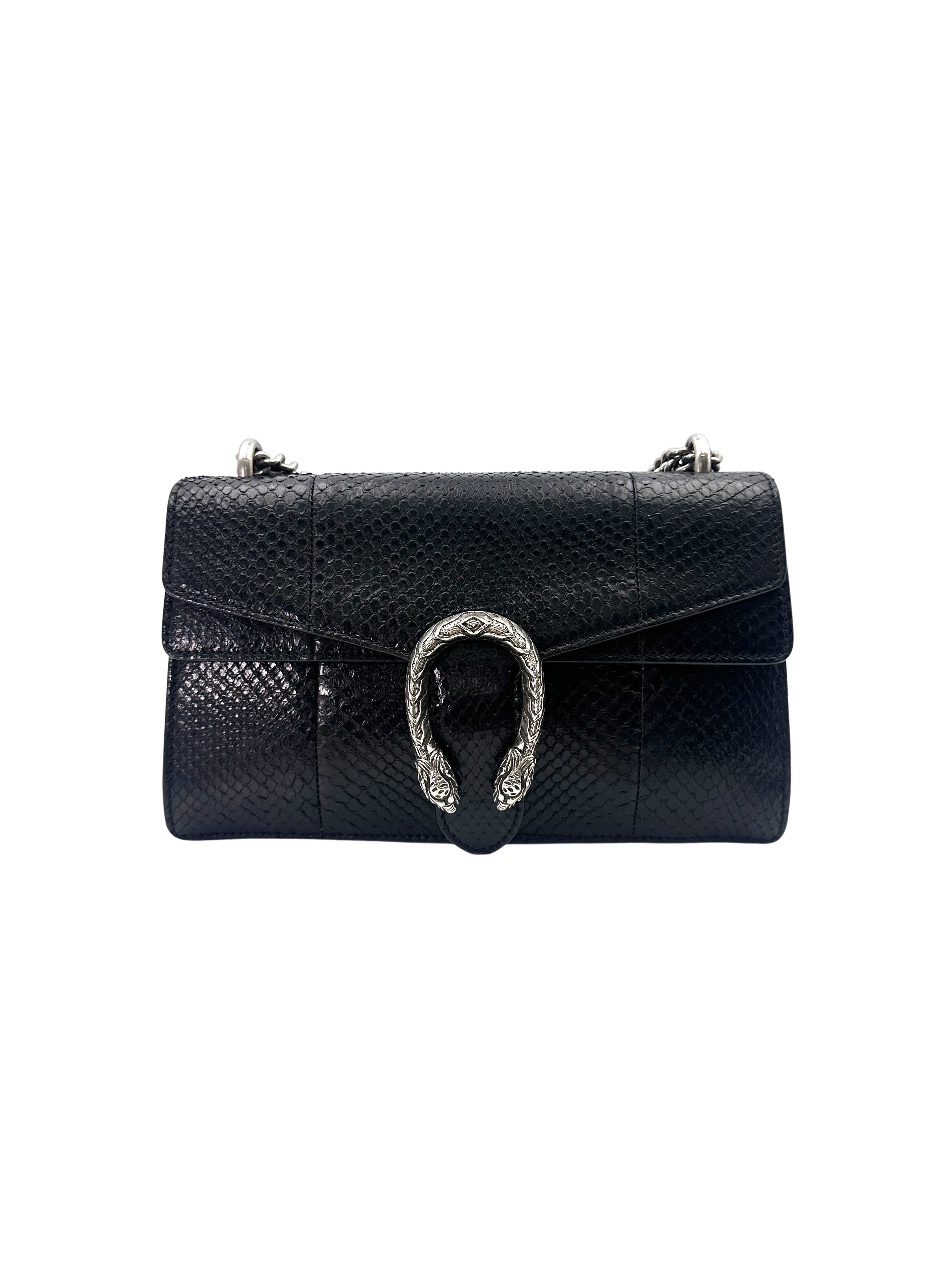 Gucci Dionysus Black Python Leather Shoulder Bag GG953
