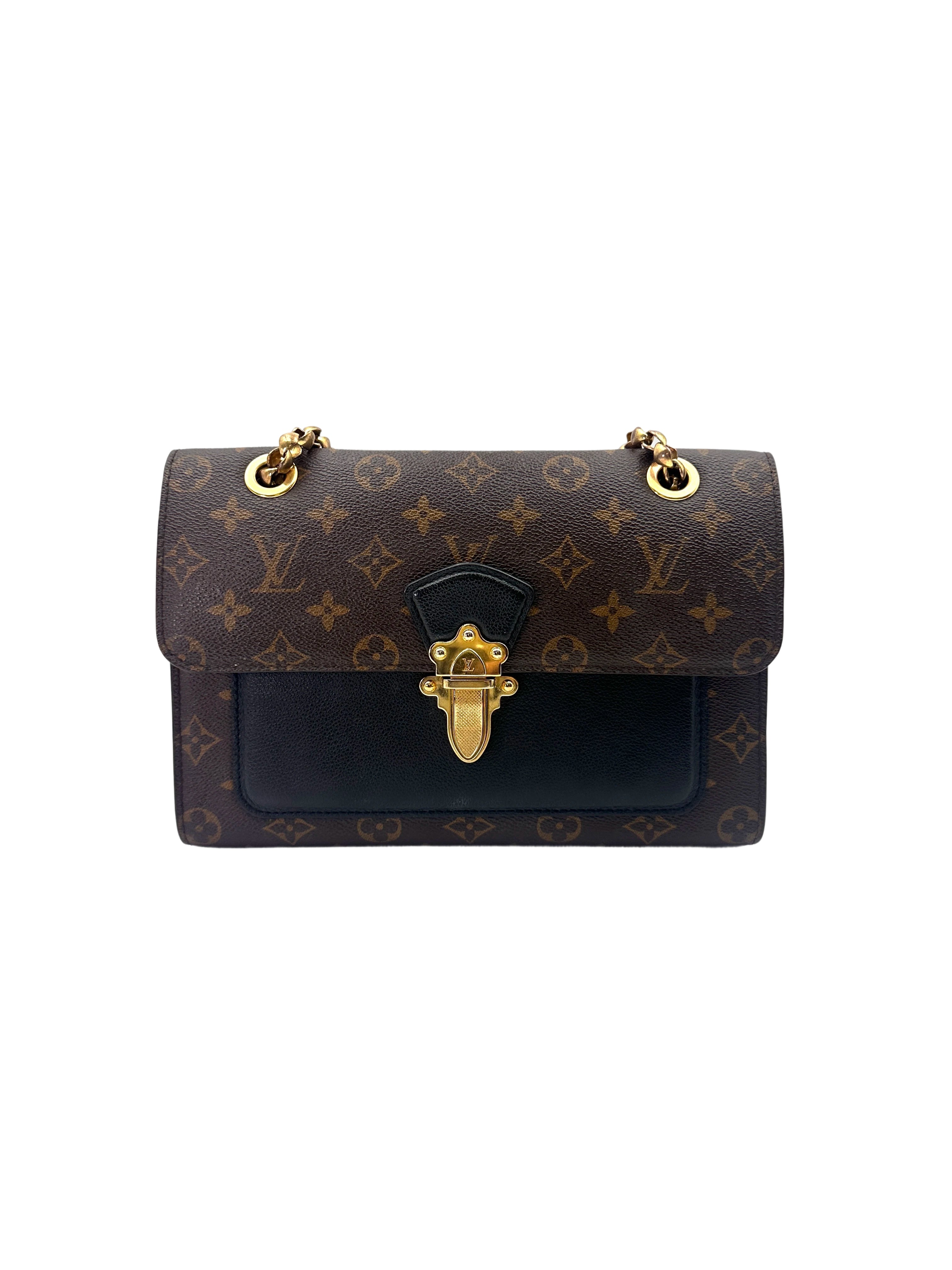 Louis Vuitton Victoire Monogram Canvas & Black Leather Chain Shoulder Bag LV2689