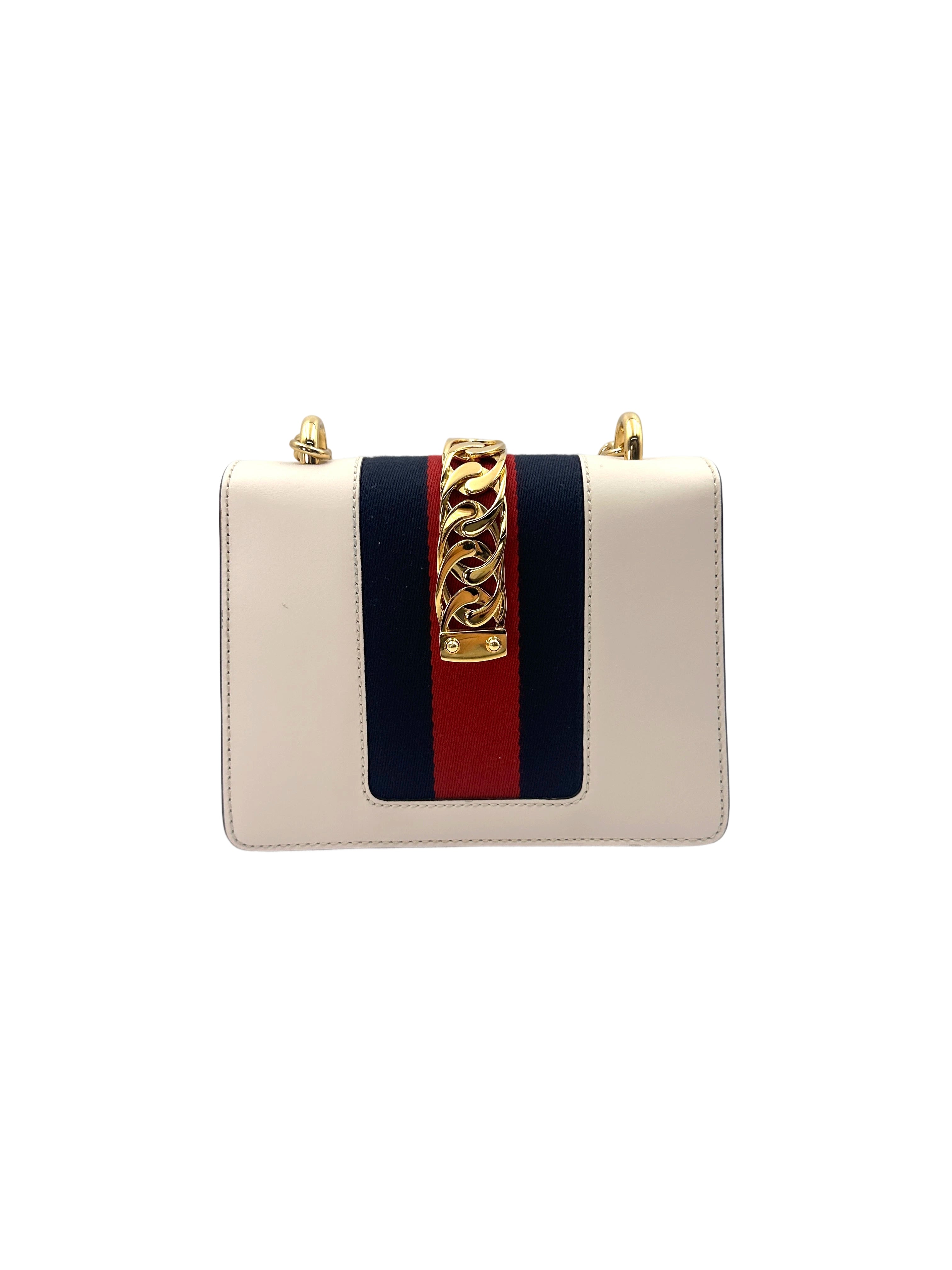 Gucci Sylvie White Leather Small Size Shoulder Bag GG952