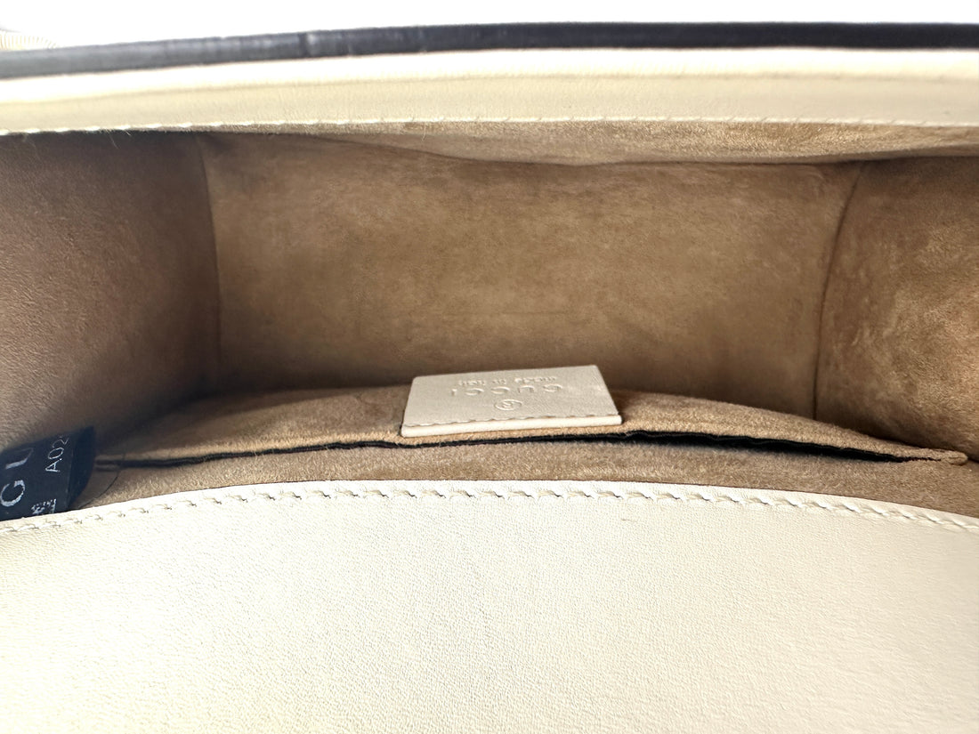 Gucci Sylvie White Leather Small Size Shoulder Bag GG952