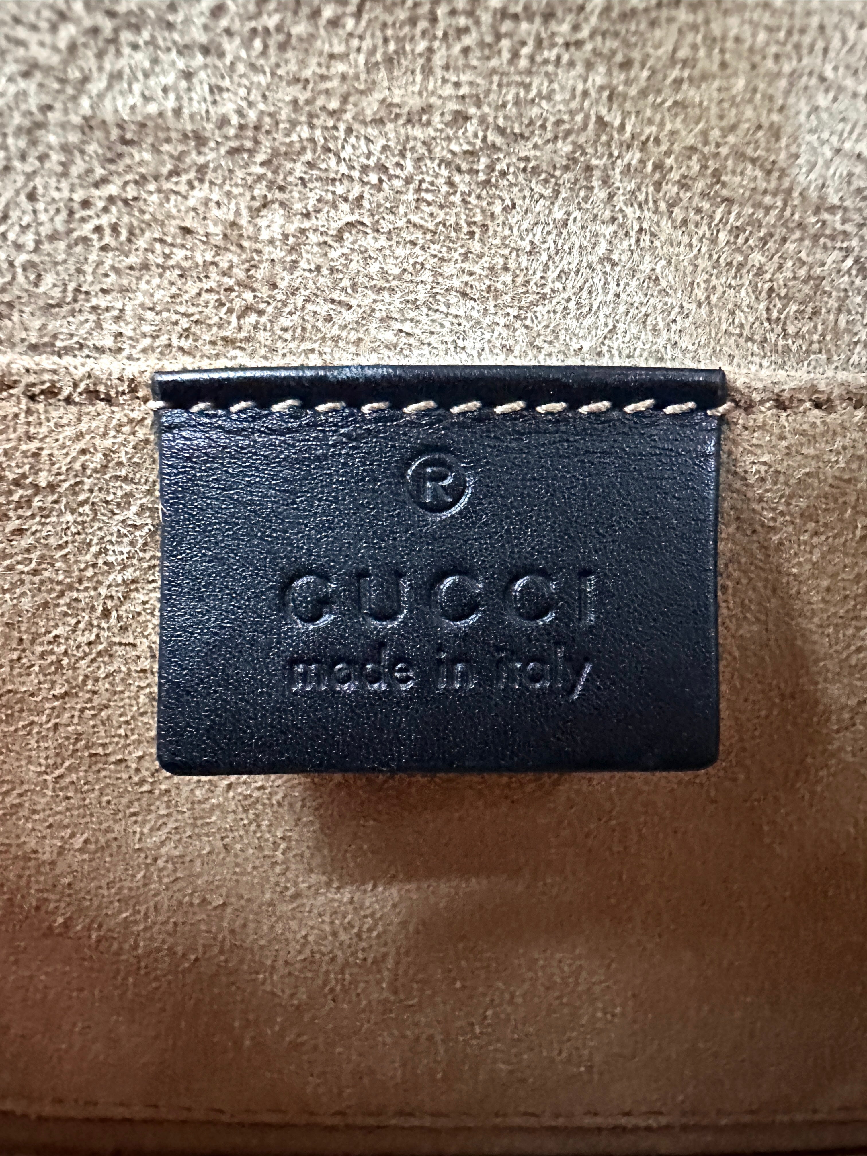 Gucci Sylvie Black Leather Small Size Shoulder Bag With Gold Butterfly & Lion Head Hardware GG955