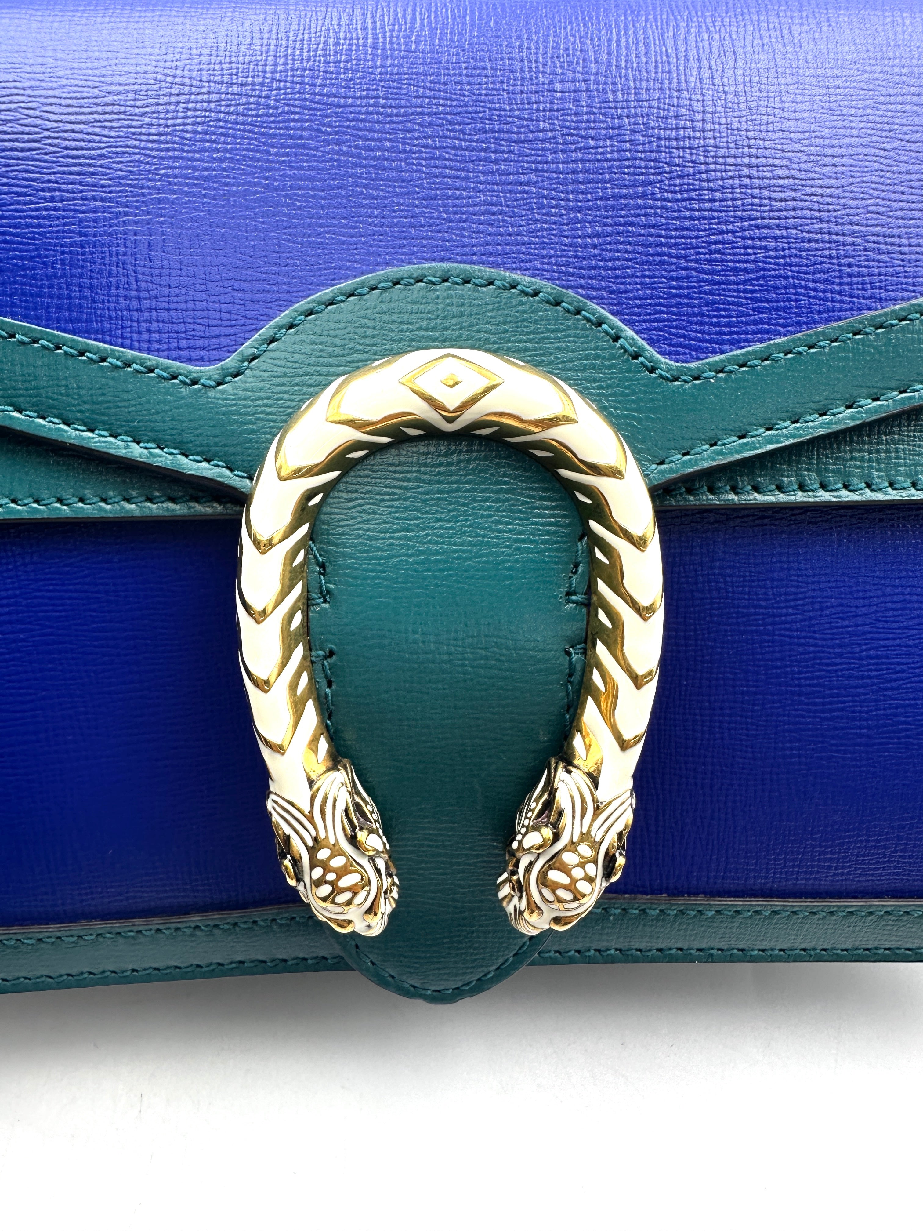 Gucci Dionysus Green/Blue Leather Shoulder Bag GG954