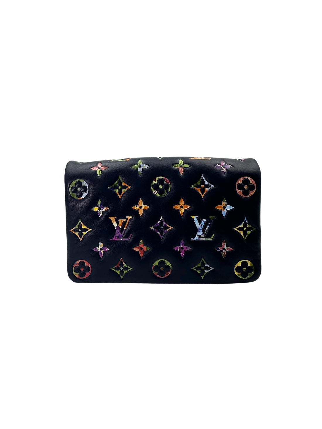 Louis Vuitton New Wave Coussin Rainbow Monogram Embossed Leather Wallet On Chain LV2693