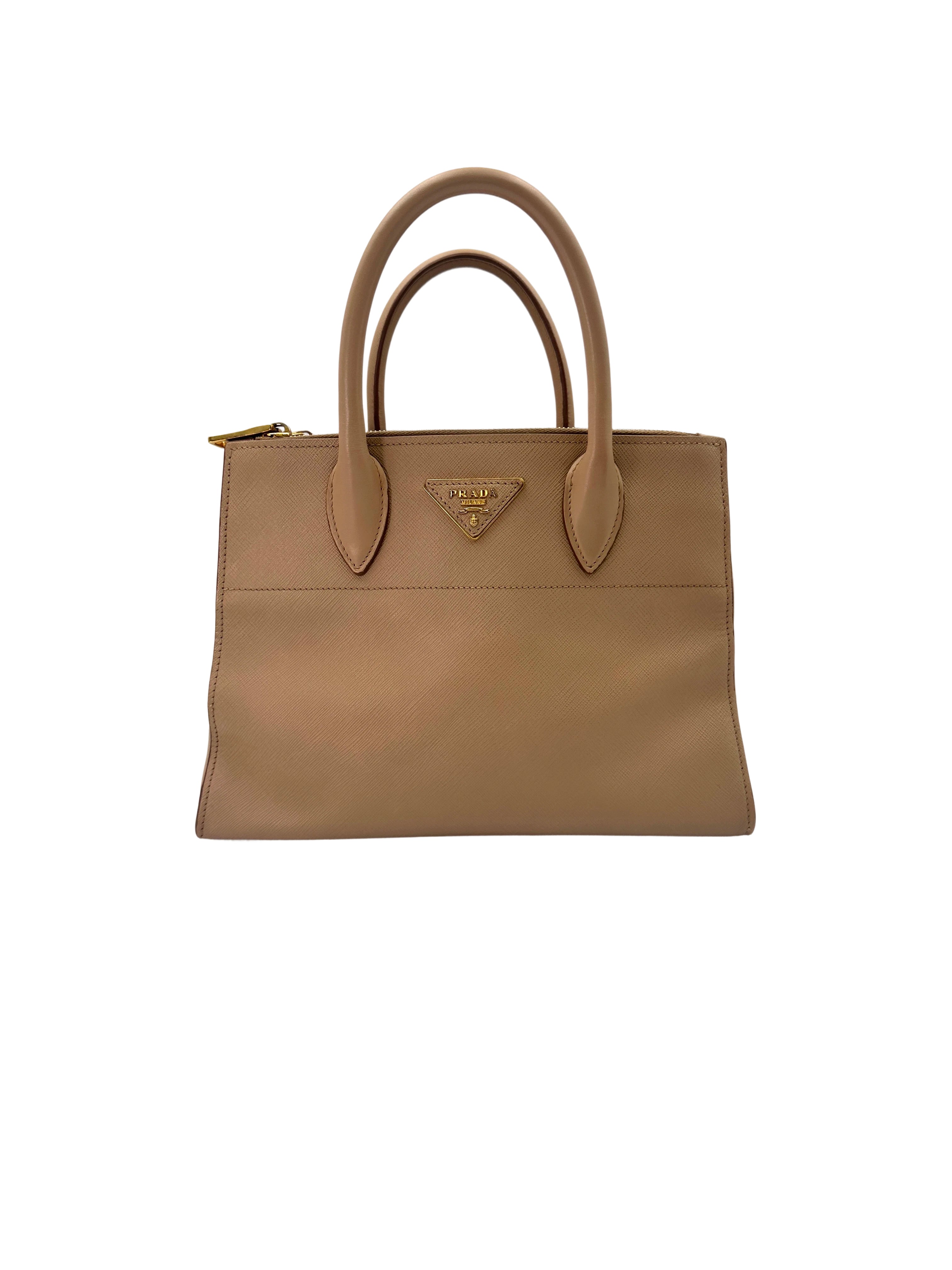 Prada Paradigme Beige Saffiano Leather Handle Bag PR320-1
